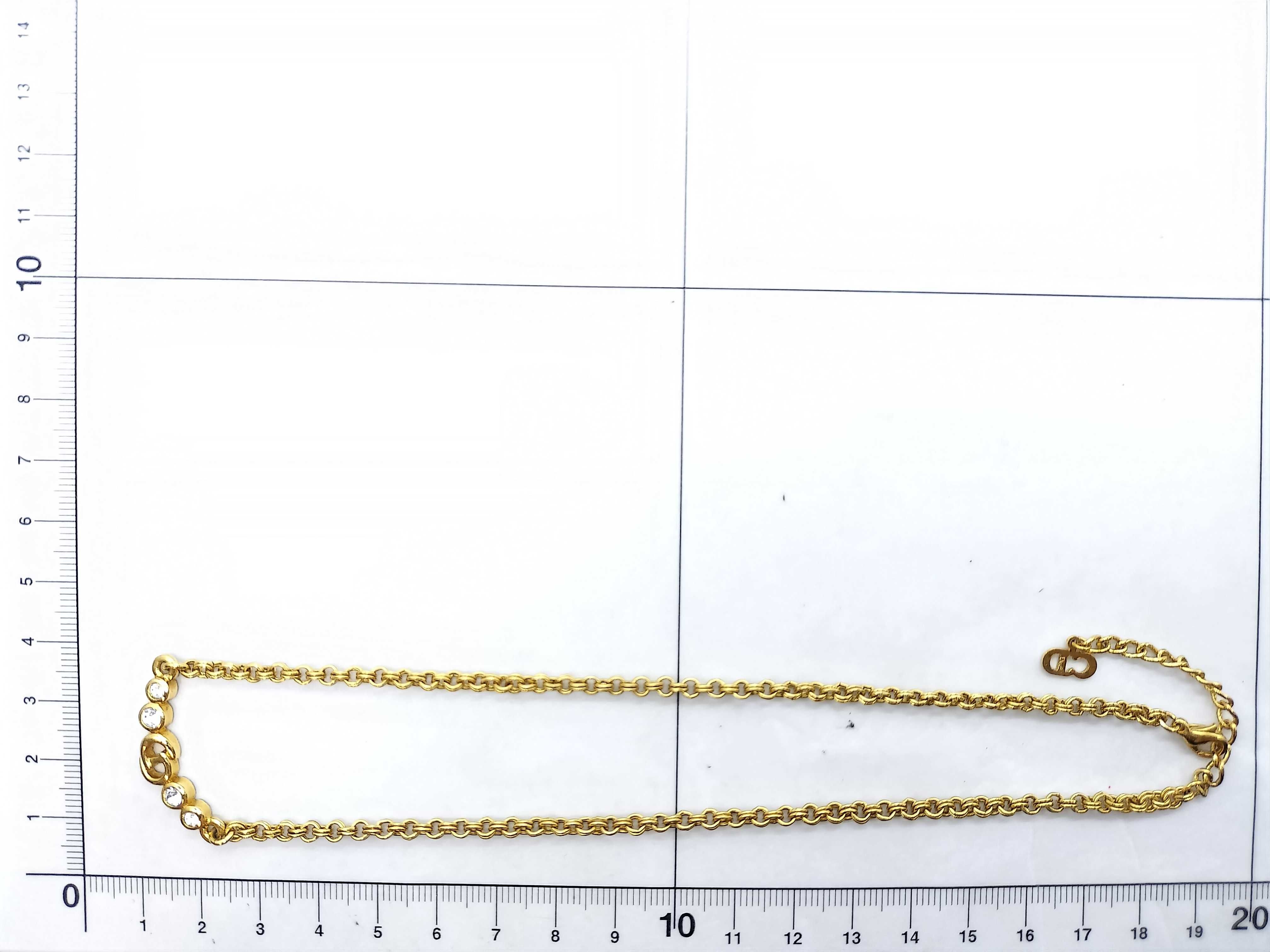 CD Logo Rhinestone Gold Necklace — view 6
