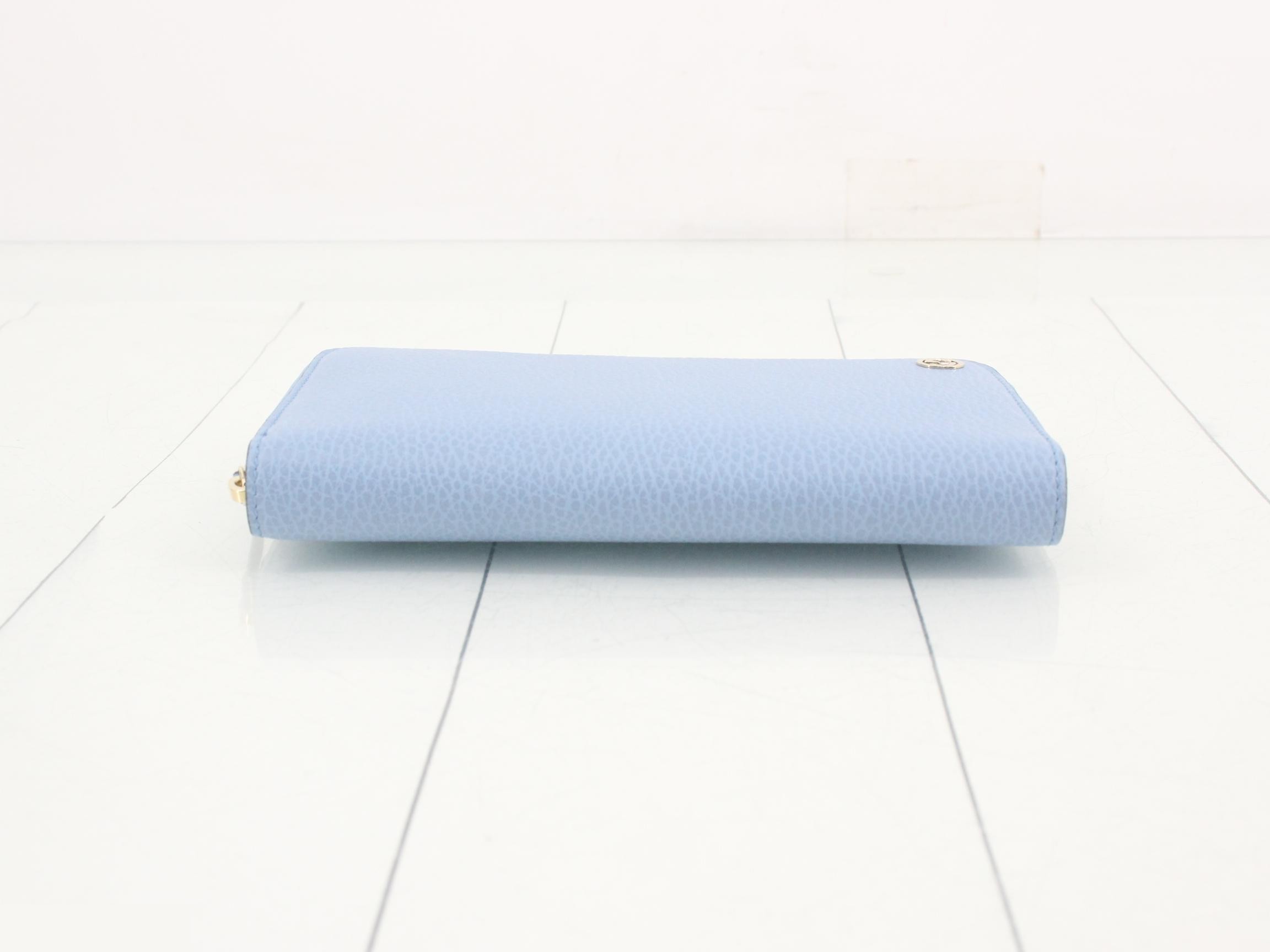 Interlocking round zipper long wallet, unused, light blue. — view 3