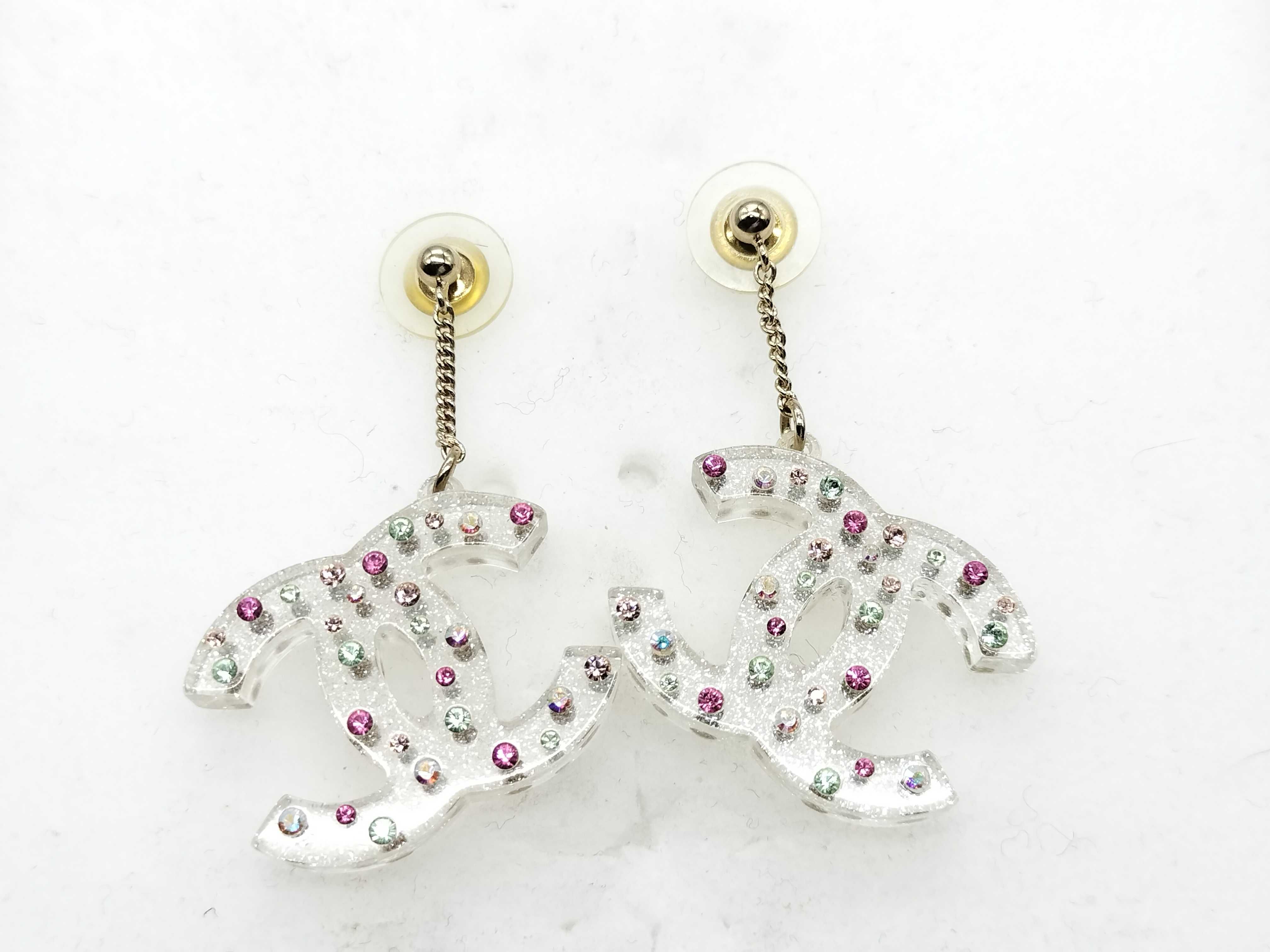 04A Coco Rhinestone Earrings, White, Large, 2 Earrings