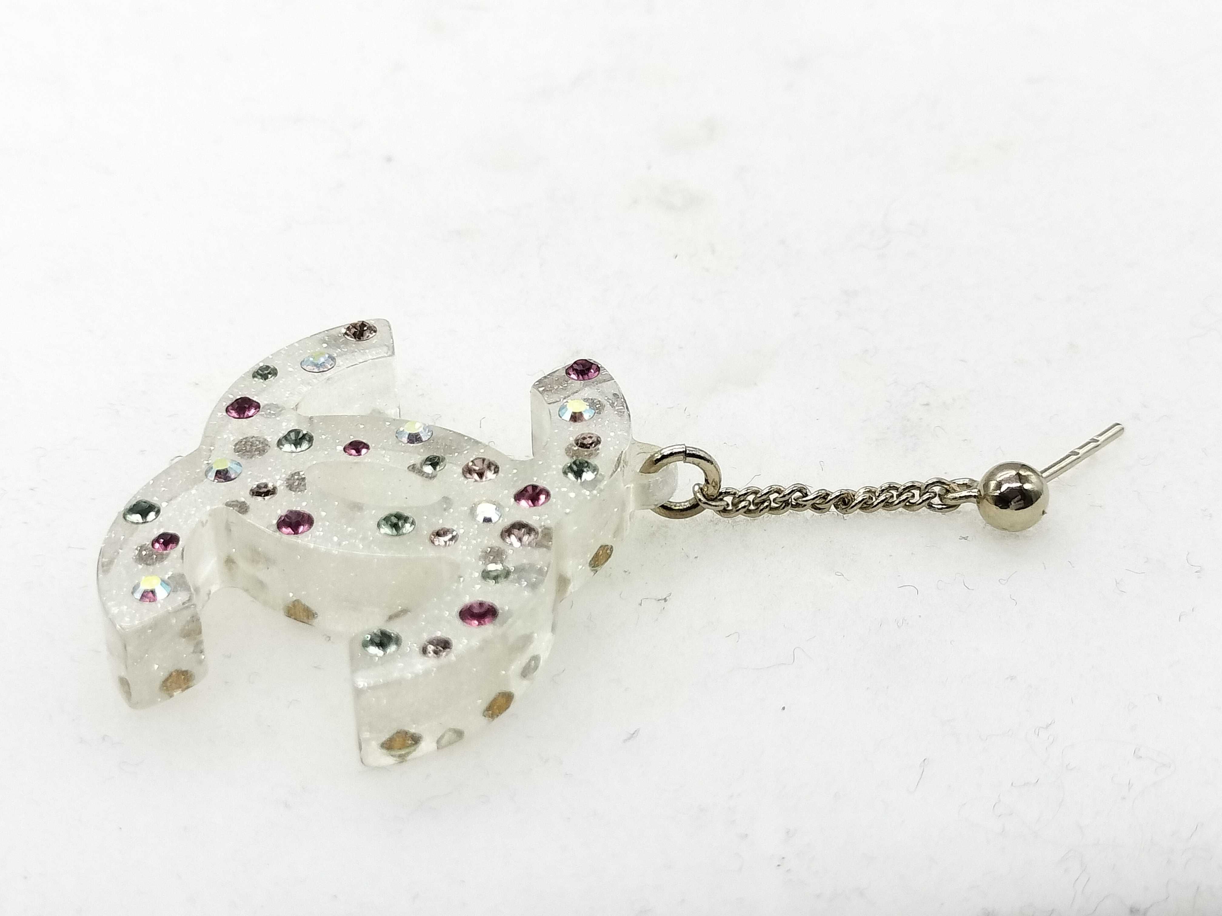 04A Coco Rhinestone Earrings, White, Large, 2 Earrings — view 5