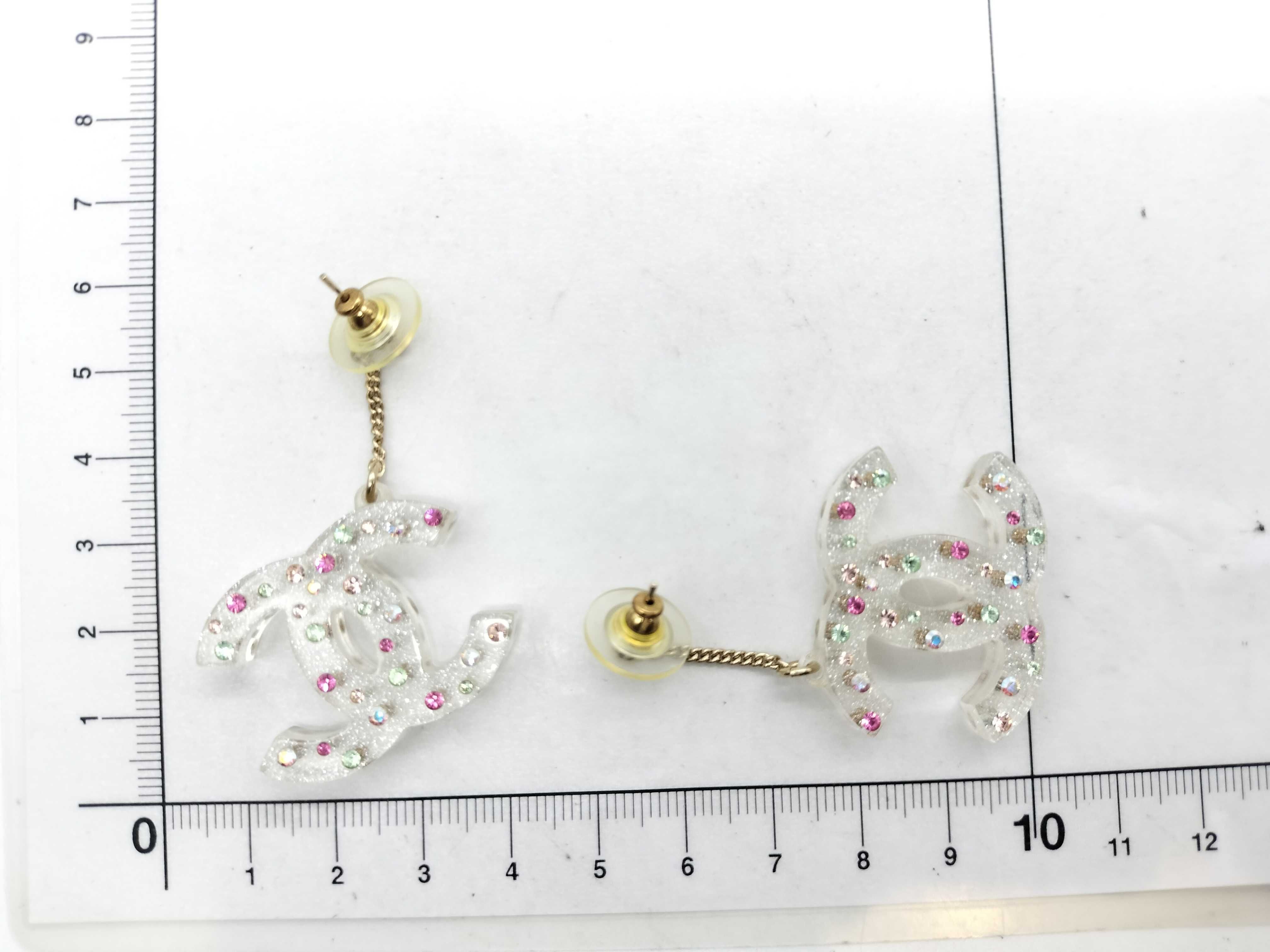 04A Coco Rhinestone Earrings, White, Large, 2 Earrings — view 7