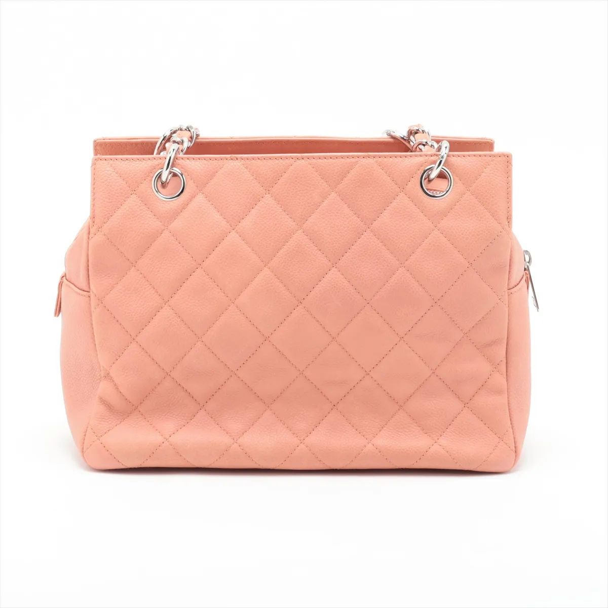 PTT Caviar Skin Chain Shoulder Bag, Pink, Silver Hardware, 12116341, Series 12 — view 2