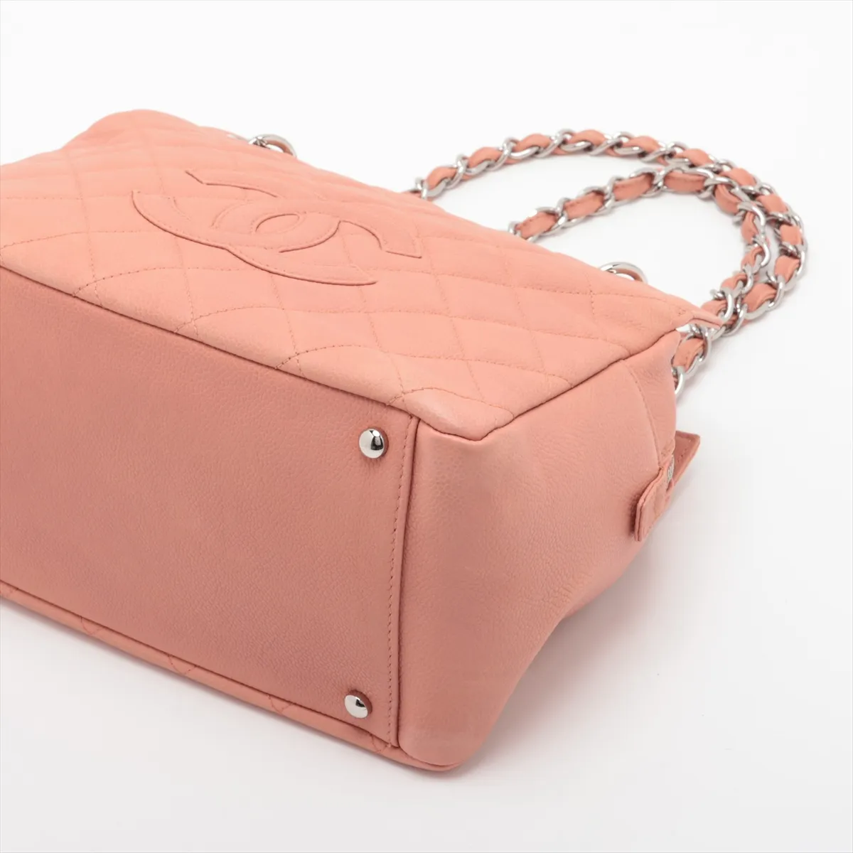 PTT Caviar Skin Chain Shoulder Bag, Pink, Silver Hardware, 12116341, Series 12 — view 3