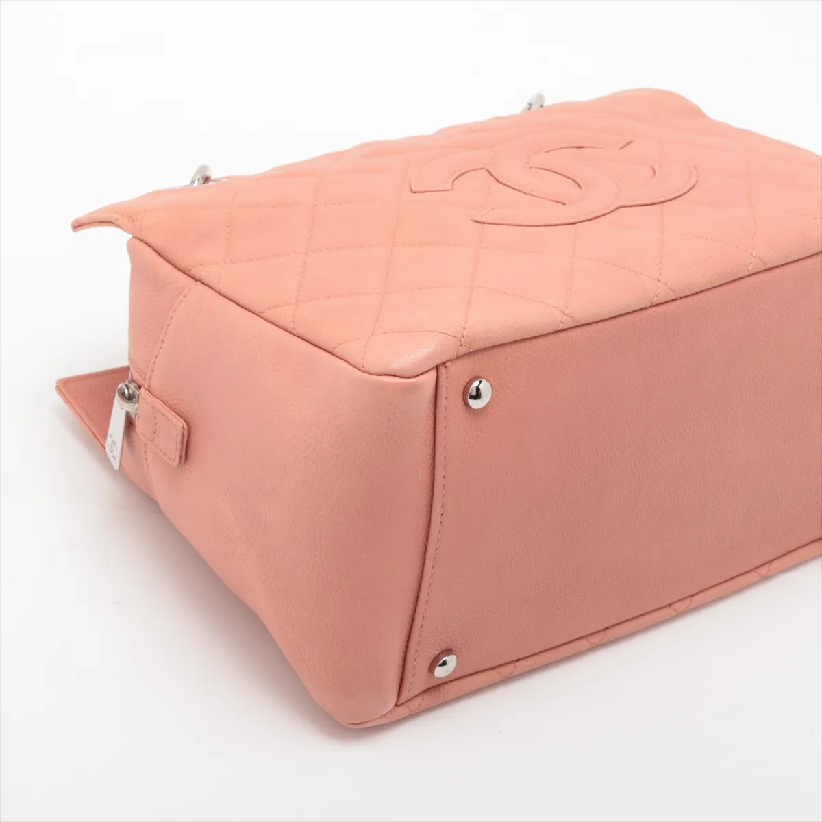 PTT Caviar Skin Chain Shoulder Bag, Pink, Silver Hardware, 12116341, Series 12 — view 4