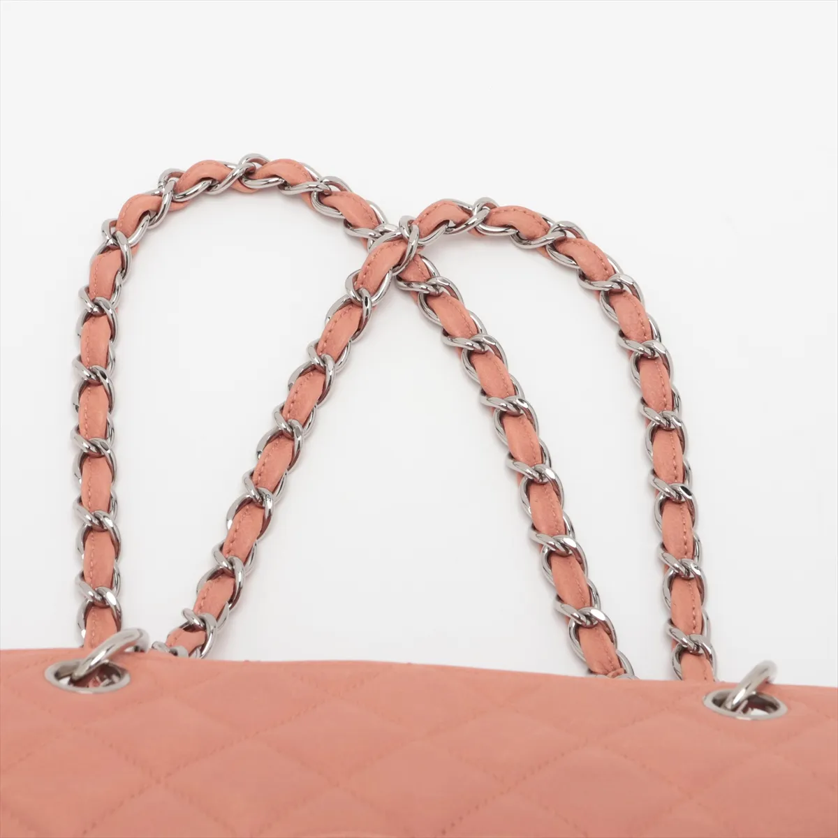PTT Caviar Skin Chain Shoulder Bag, Pink, Silver Hardware, 12116341, Series 12 — view 6