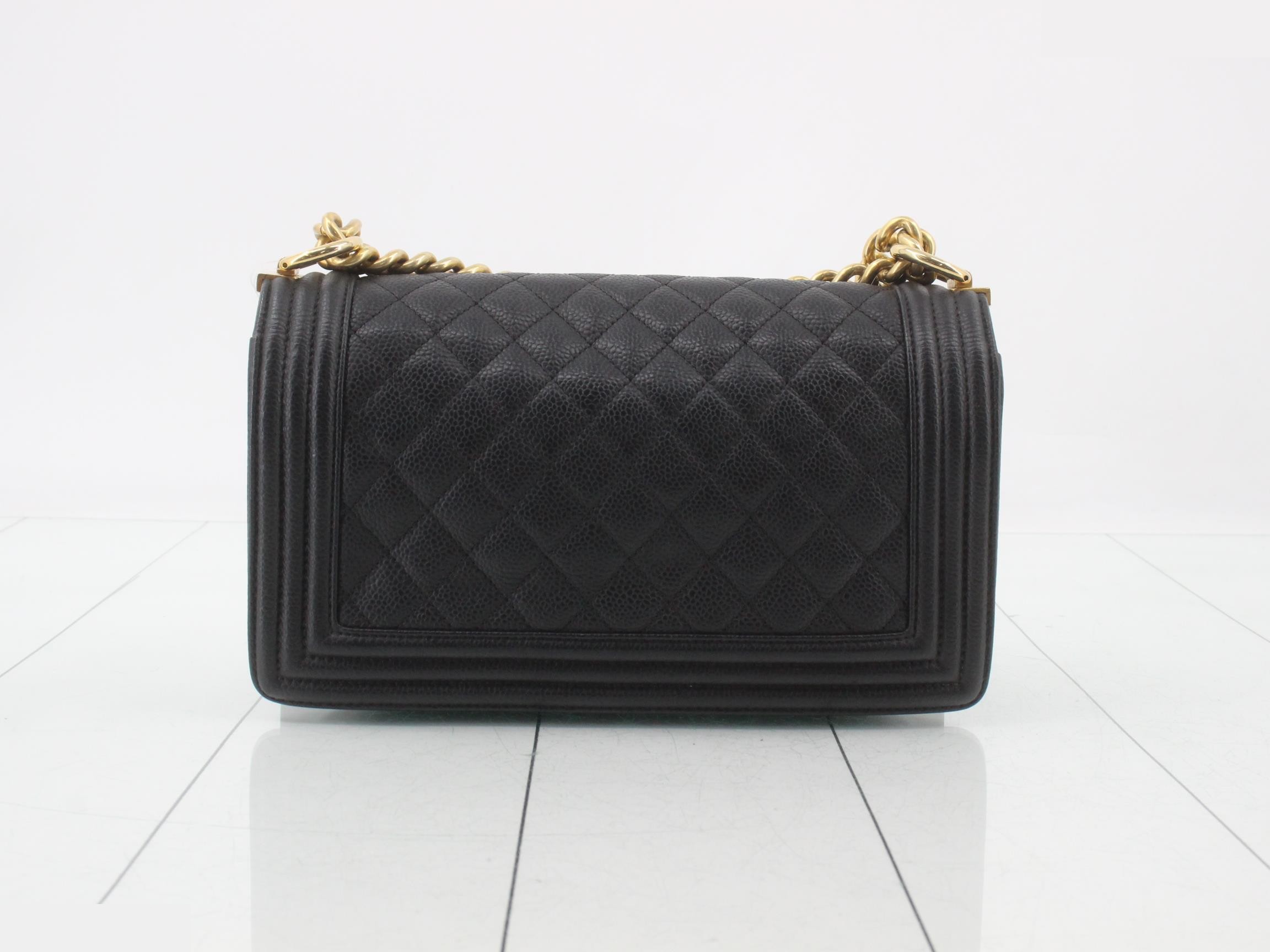 Boy Chanel Caviar Skin Chain Shoulder Bag, Black — view 2