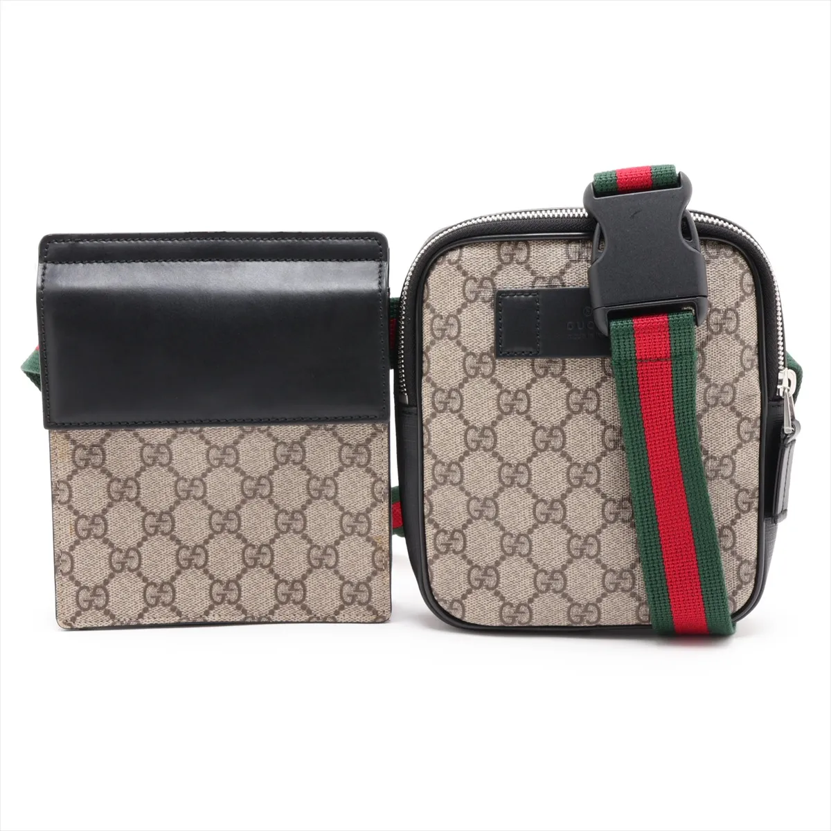 GG Supreme 450956 PVC x Leather Waist Pouch, Beige