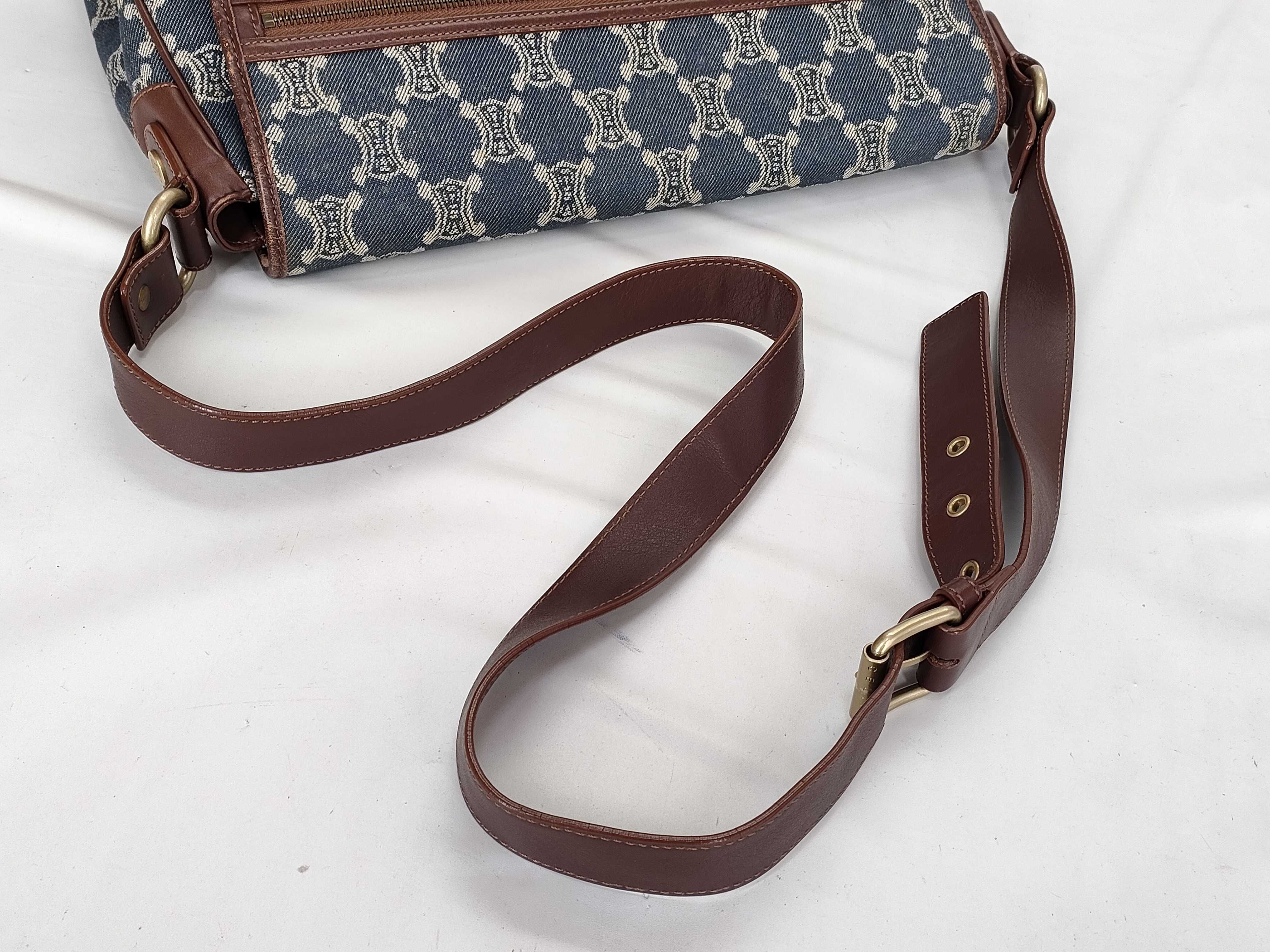 Paris Macadam Messenger Denim Shoulder Bag with Pouch — view 3