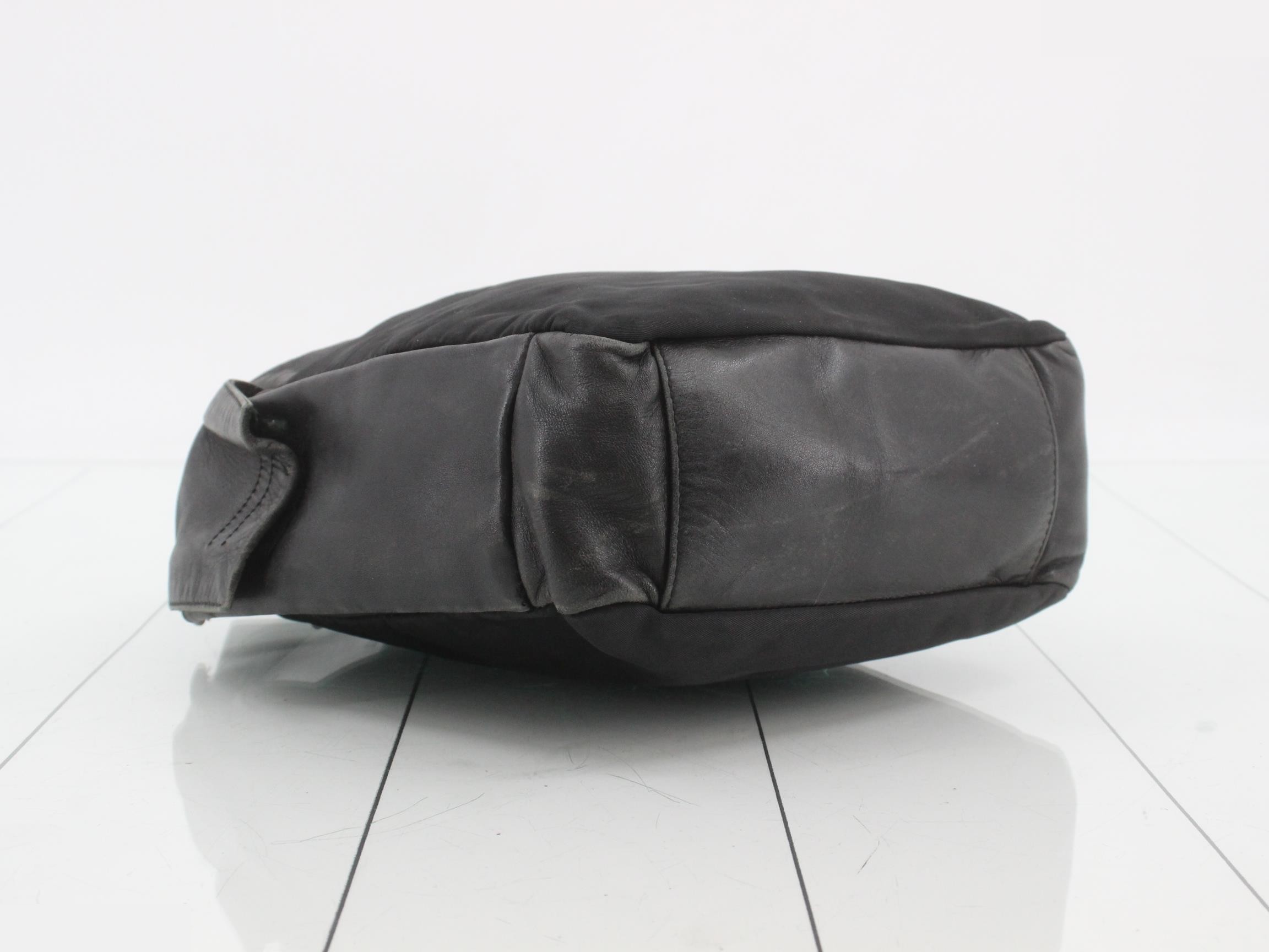 Leather/Tessuto Shoulder Bag, Black — view 5