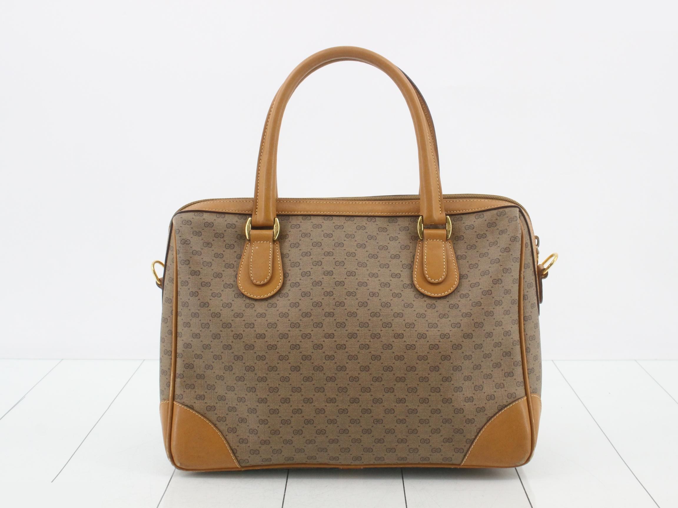 Handbag, beige canvas and leather — view 2