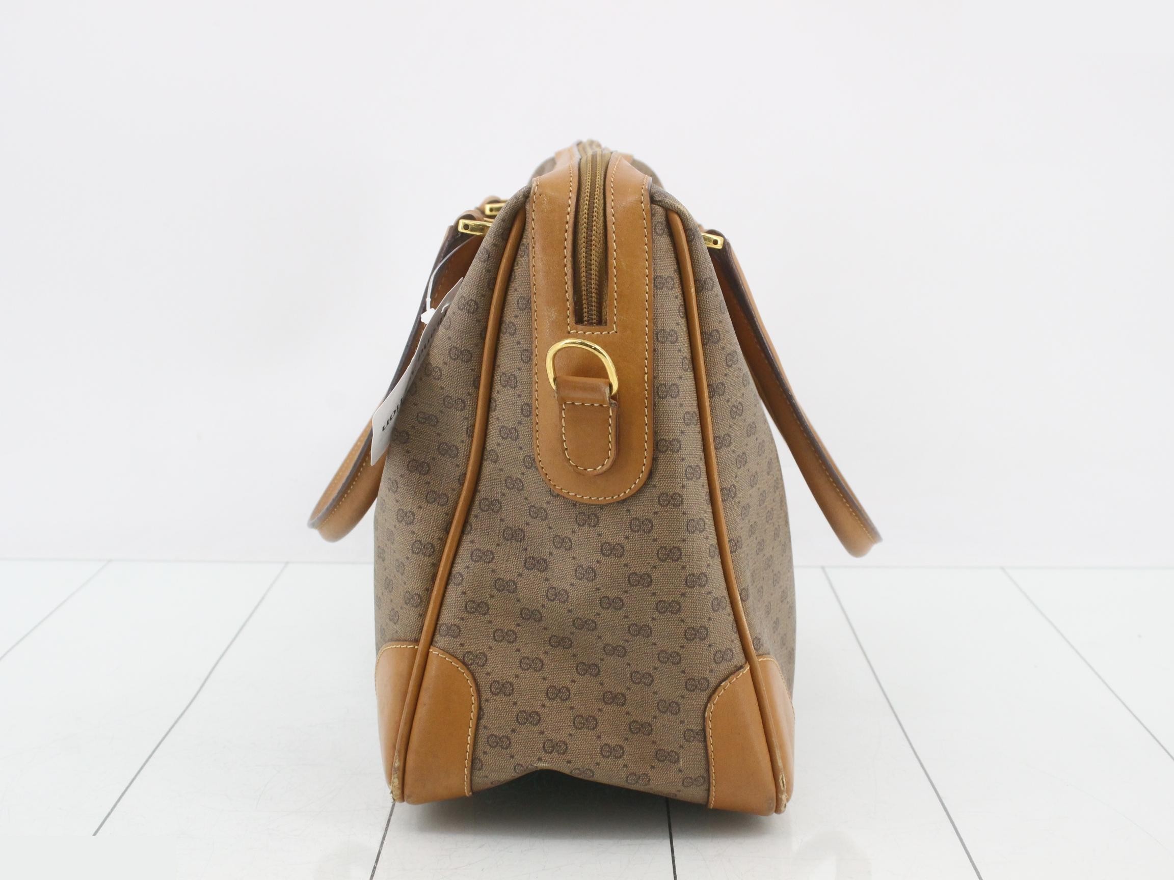 Handbag, beige canvas and leather — view 3