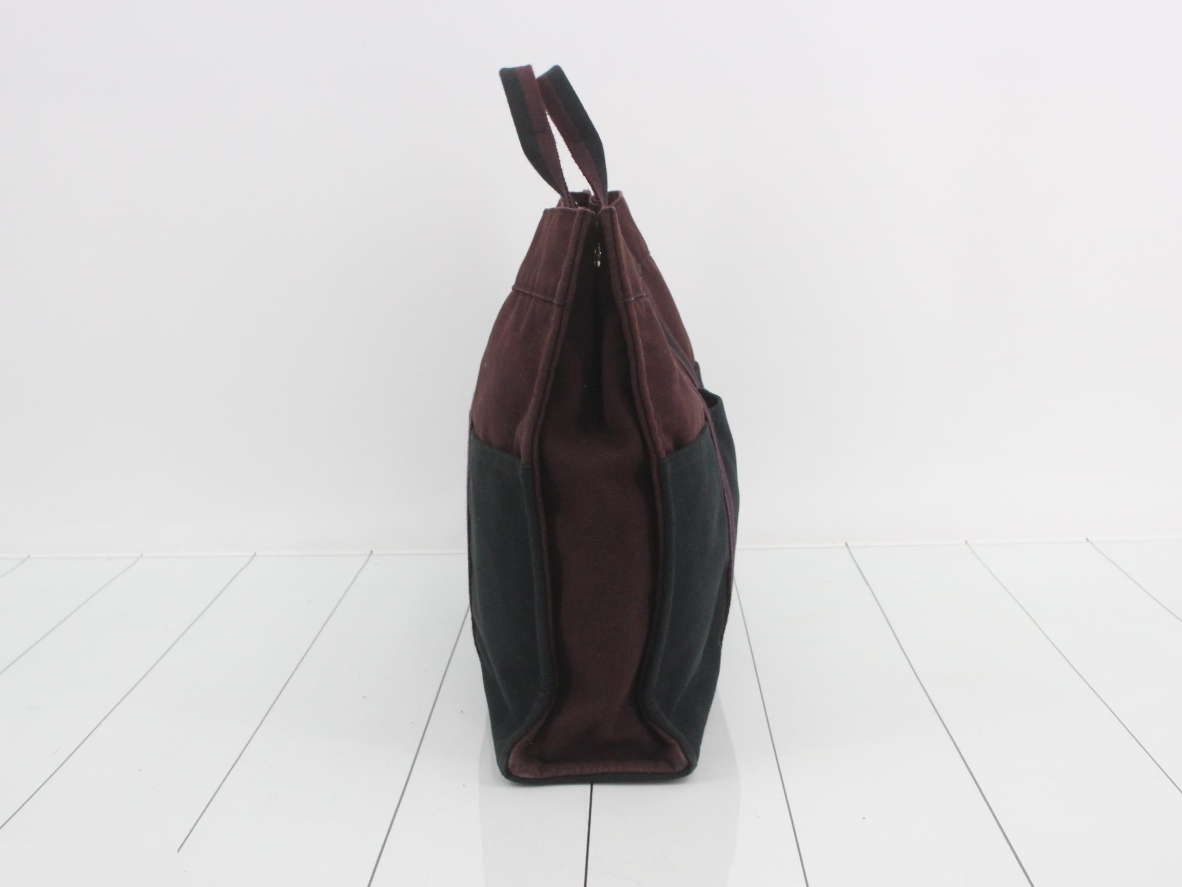 Aile Line MM Tote Bag, Canvas, Dark Gray/Bordeaux, Silver Hardware — view 3