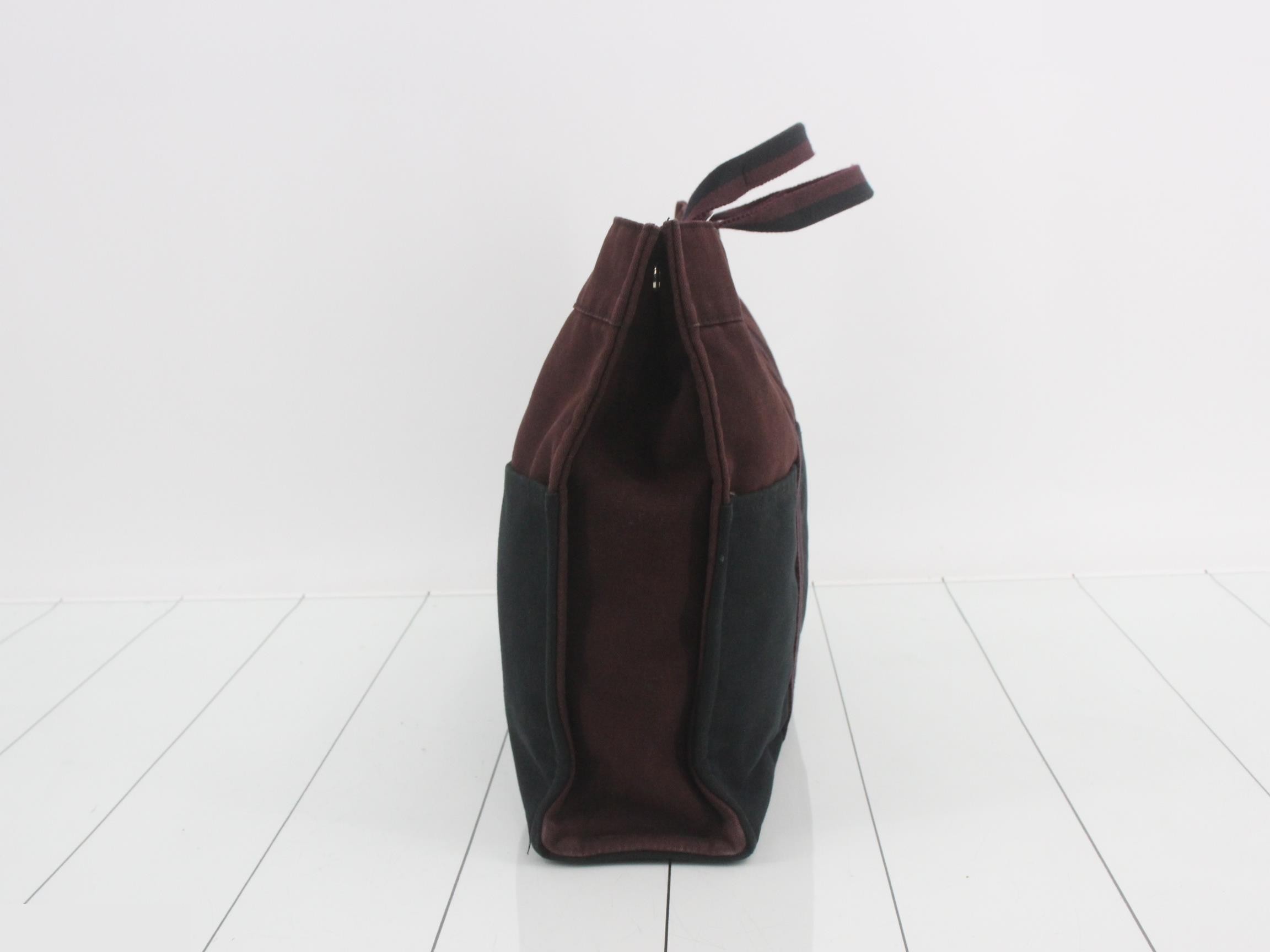 Aile Line MM Tote Bag, Canvas, Dark Gray/Bordeaux, Silver Hardware — view 4