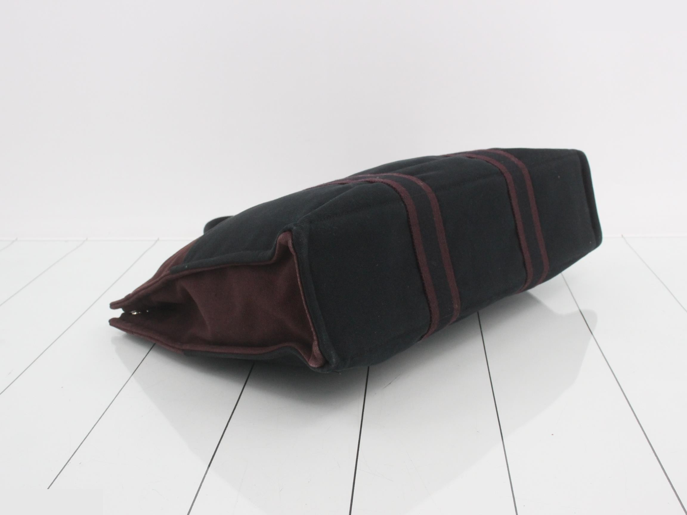 Aile Line MM Tote Bag, Canvas, Dark Gray/Bordeaux, Silver Hardware — view 5