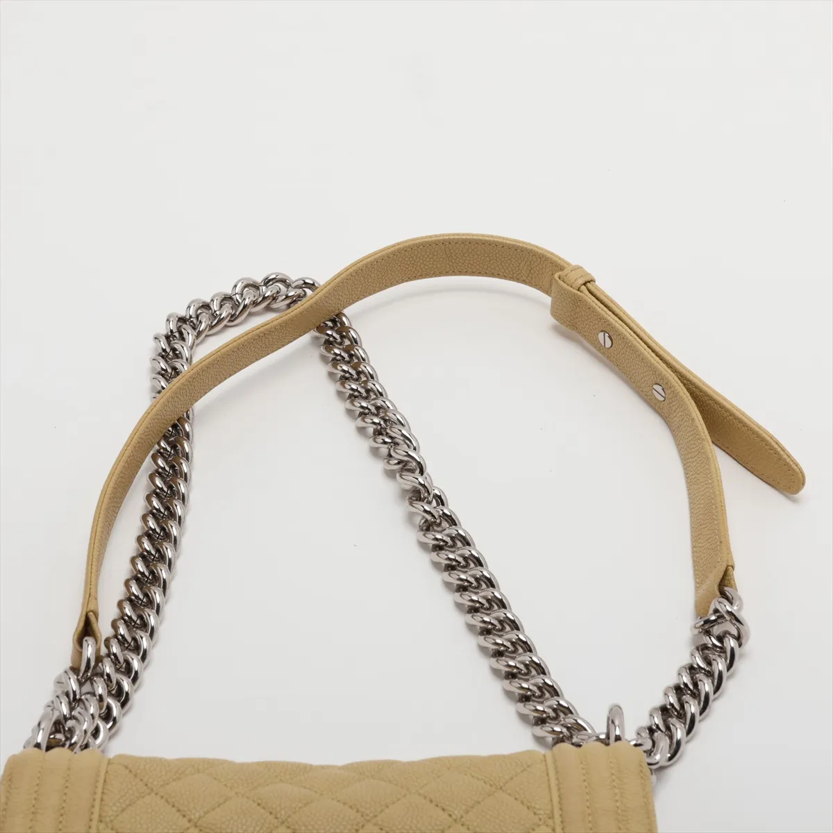 Boy Chanel 20 Small Caviar Skin Chain Shoulder Bag, Green, Silver Hardware, 25108456, Serial Number , A67085 — view 6