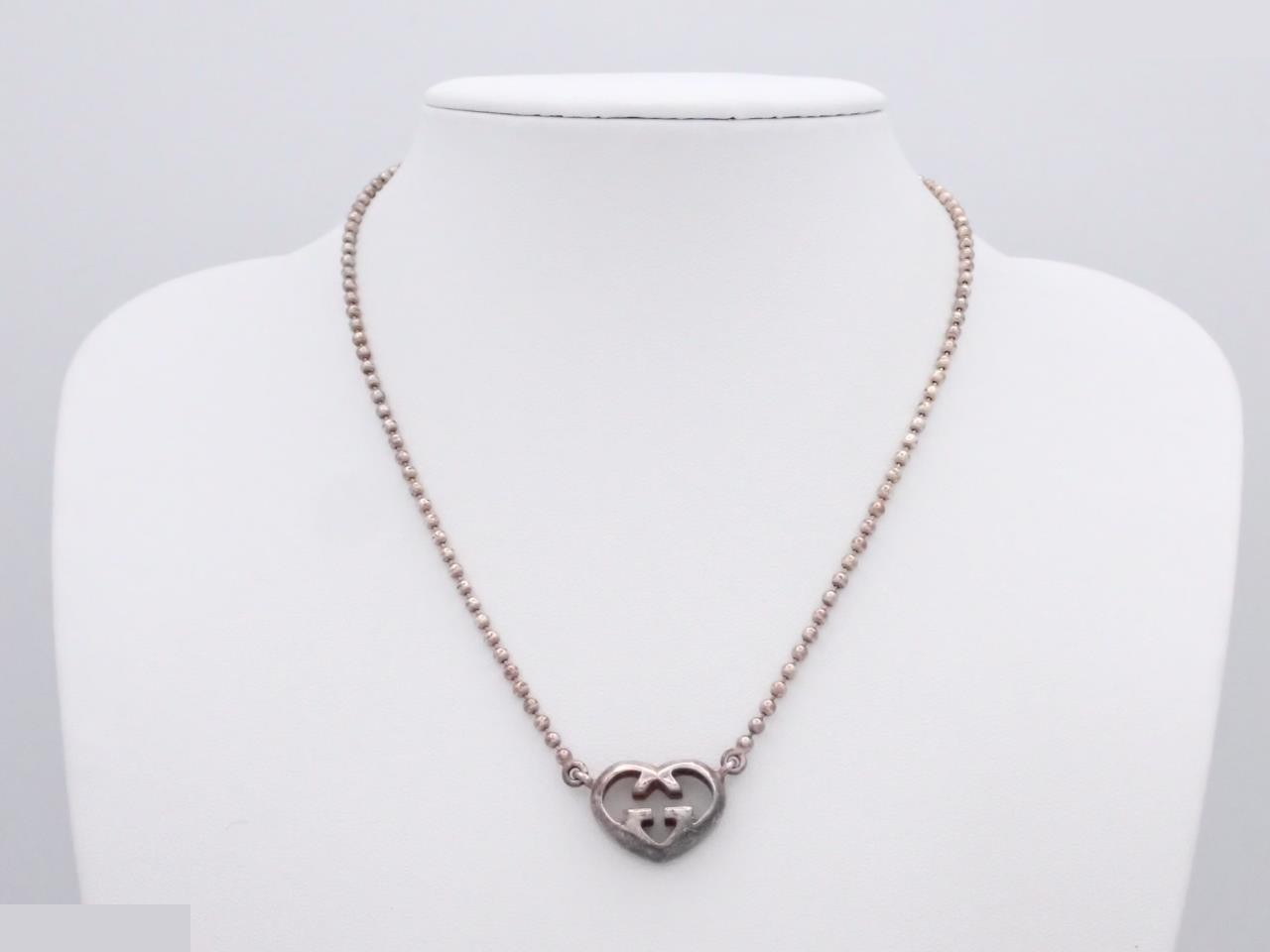 Interlocking Necklace, Heart Pendant, Ball Chain — view 3