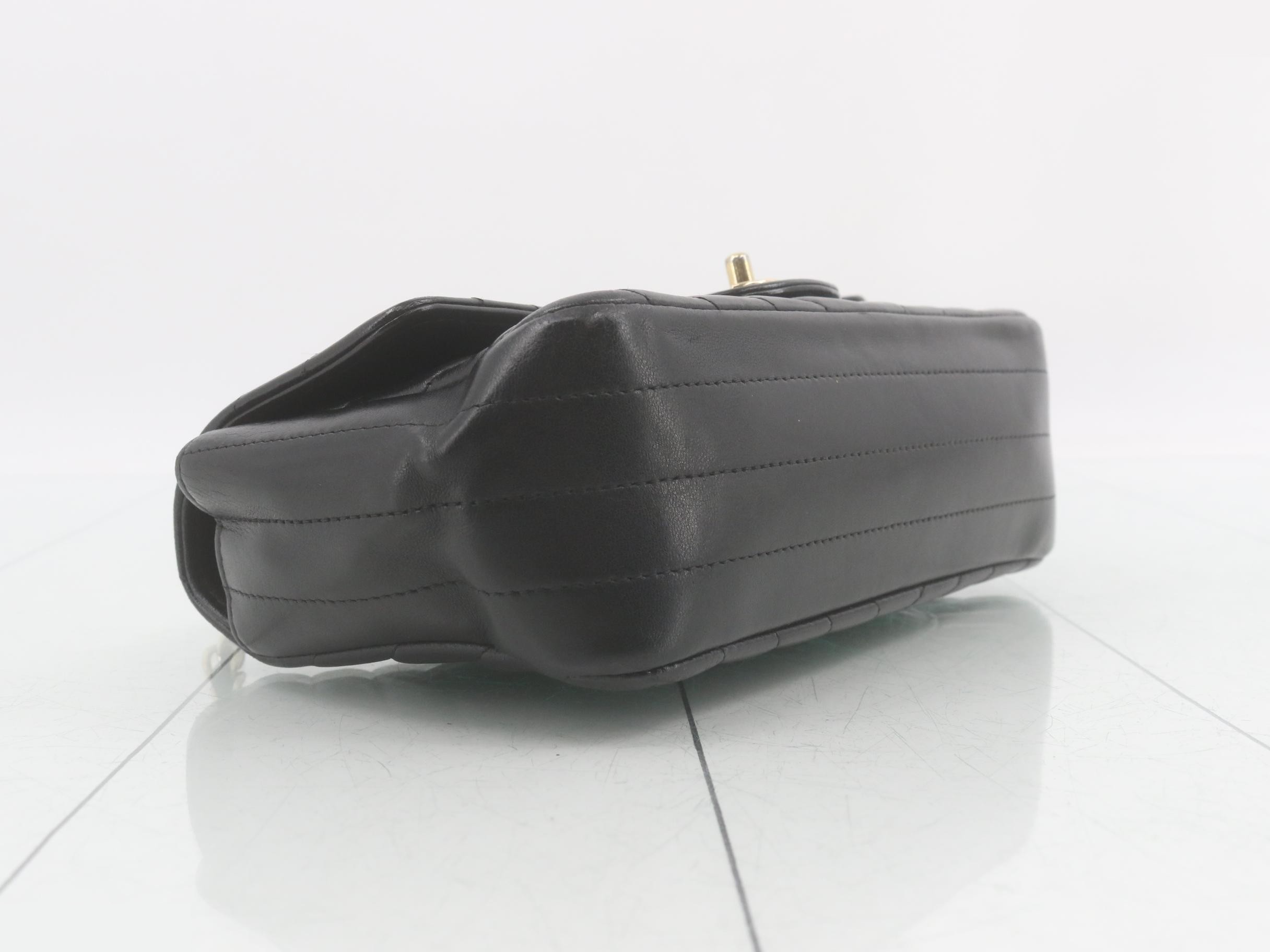 Lambskin V-stitch chain shoulder bag, black — view 5