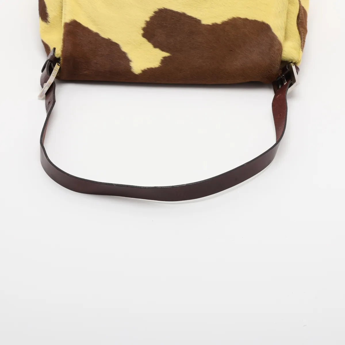 Mamma Bucket Calf Hair x Leather Shoulder Bag, Yellow x Brown — view 5