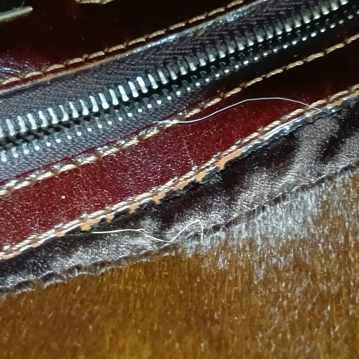 Mamma Bucket Calf Hair x Leather Shoulder Bag, Yellow x Brown — view 10