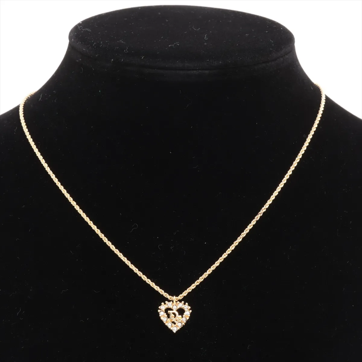 CD Logo Necklace GP x Rhinestone Gold — view 5