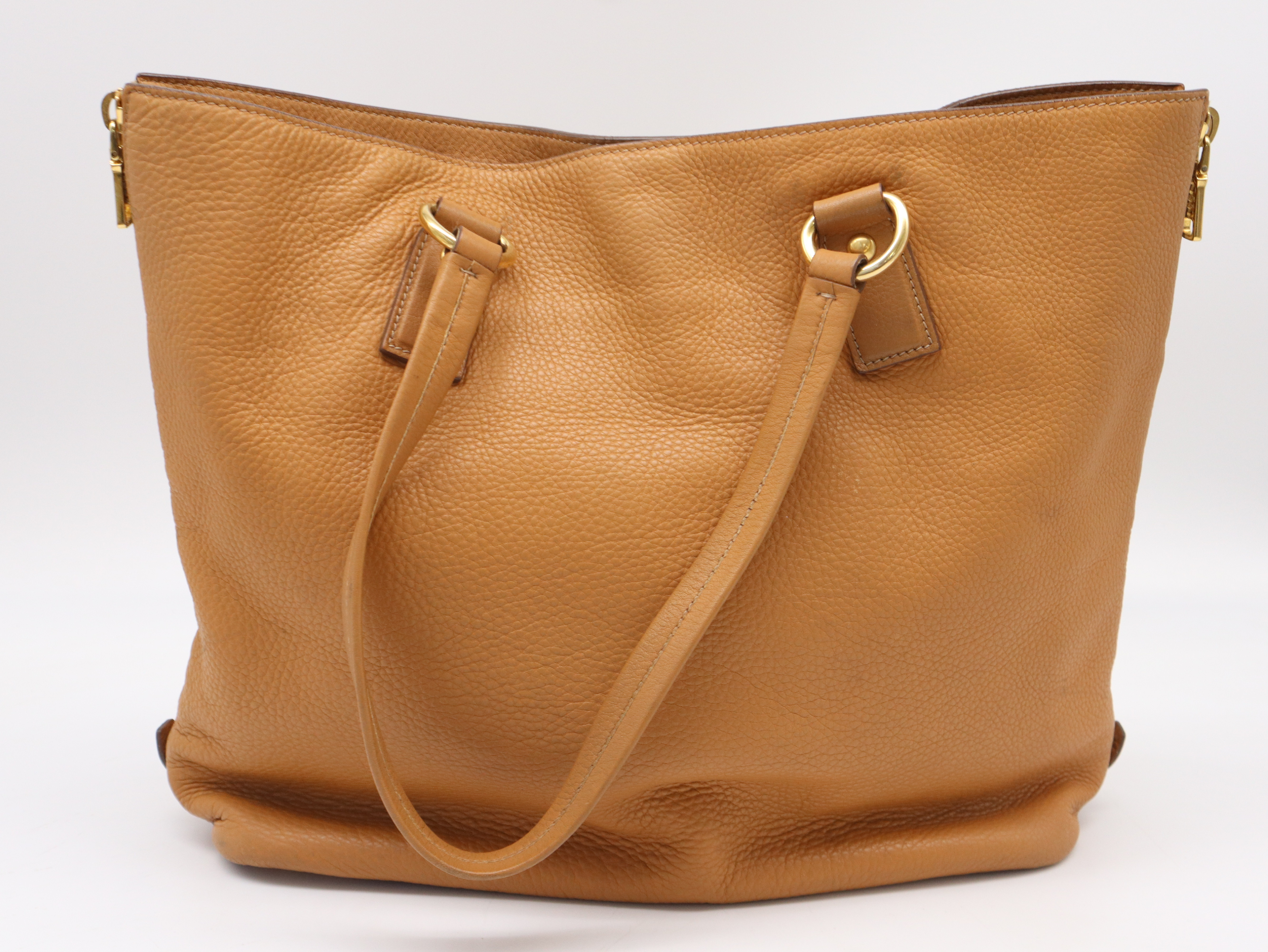 Leather Side-Zip Brown Tote Bag — view 2