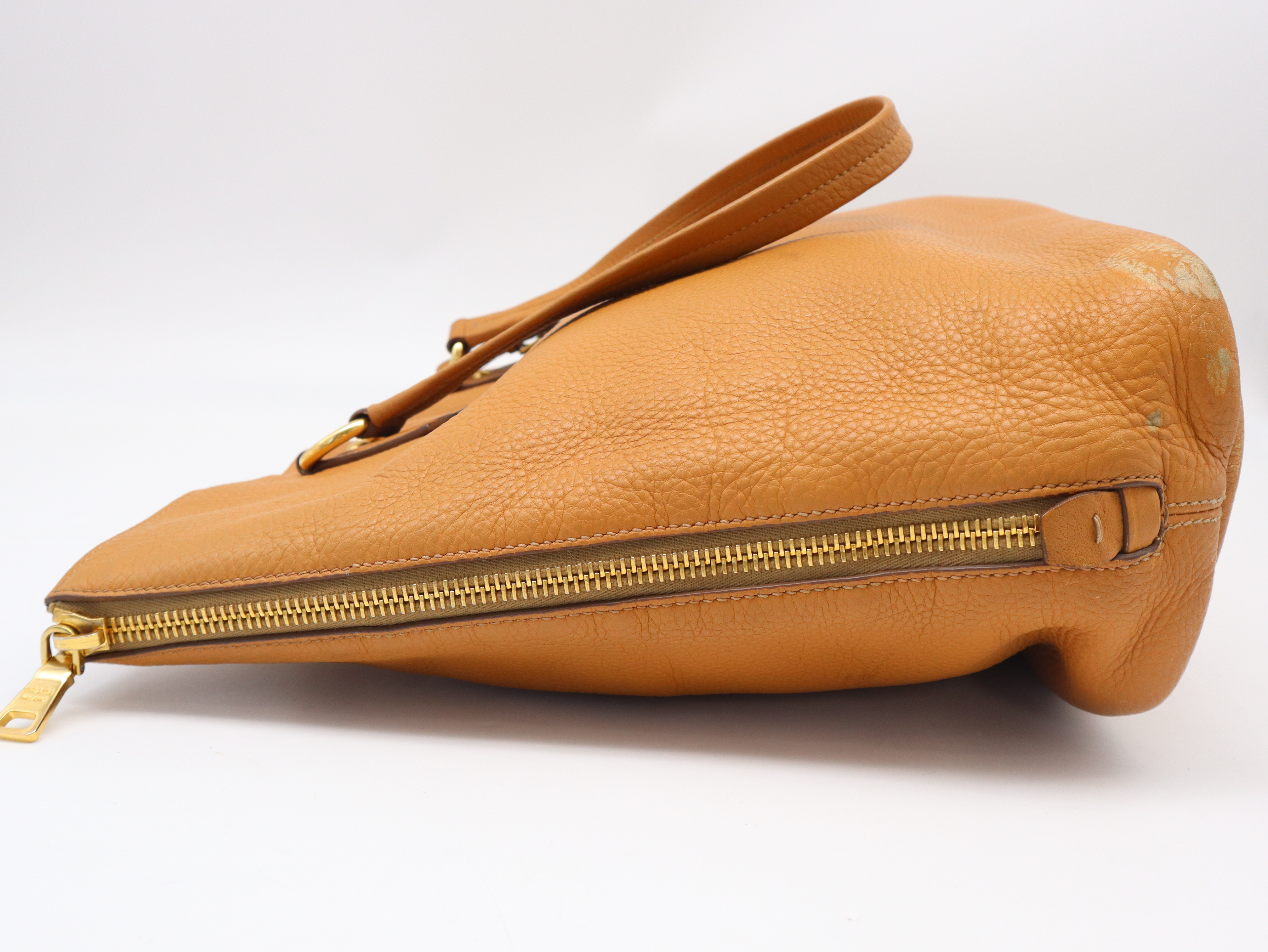 Leather Side-Zip Brown Tote Bag — view 3