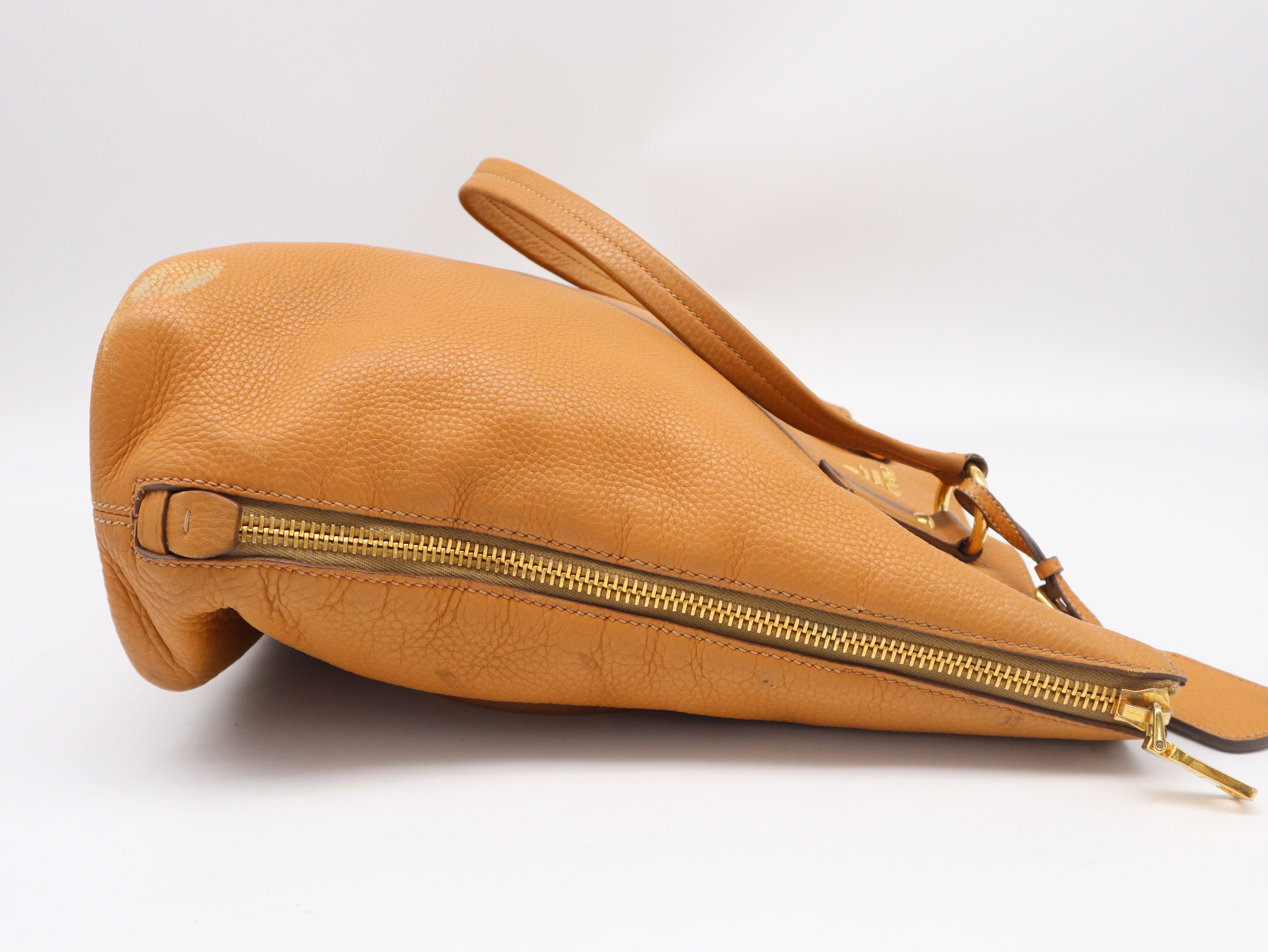 Leather Side-Zip Brown Tote Bag — view 4