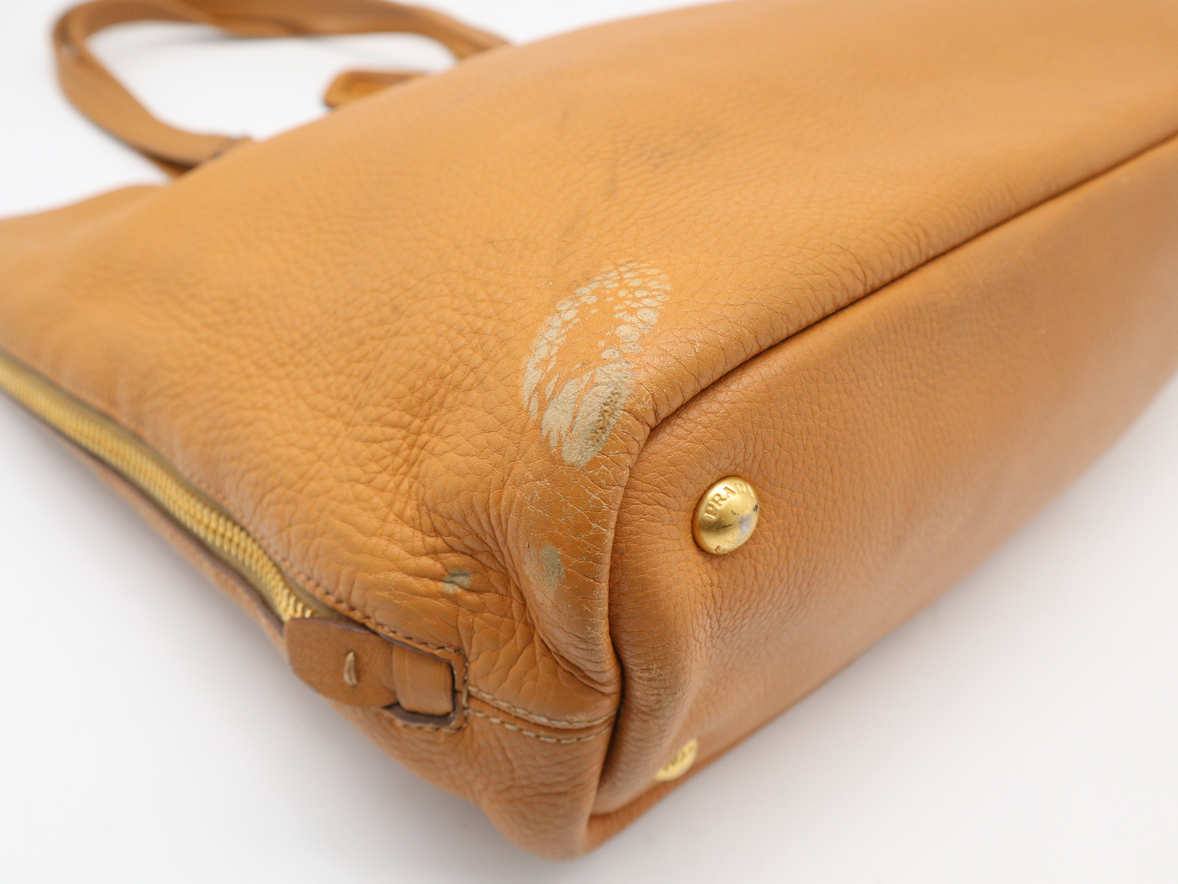 Leather Side-Zip Brown Tote Bag — view 10