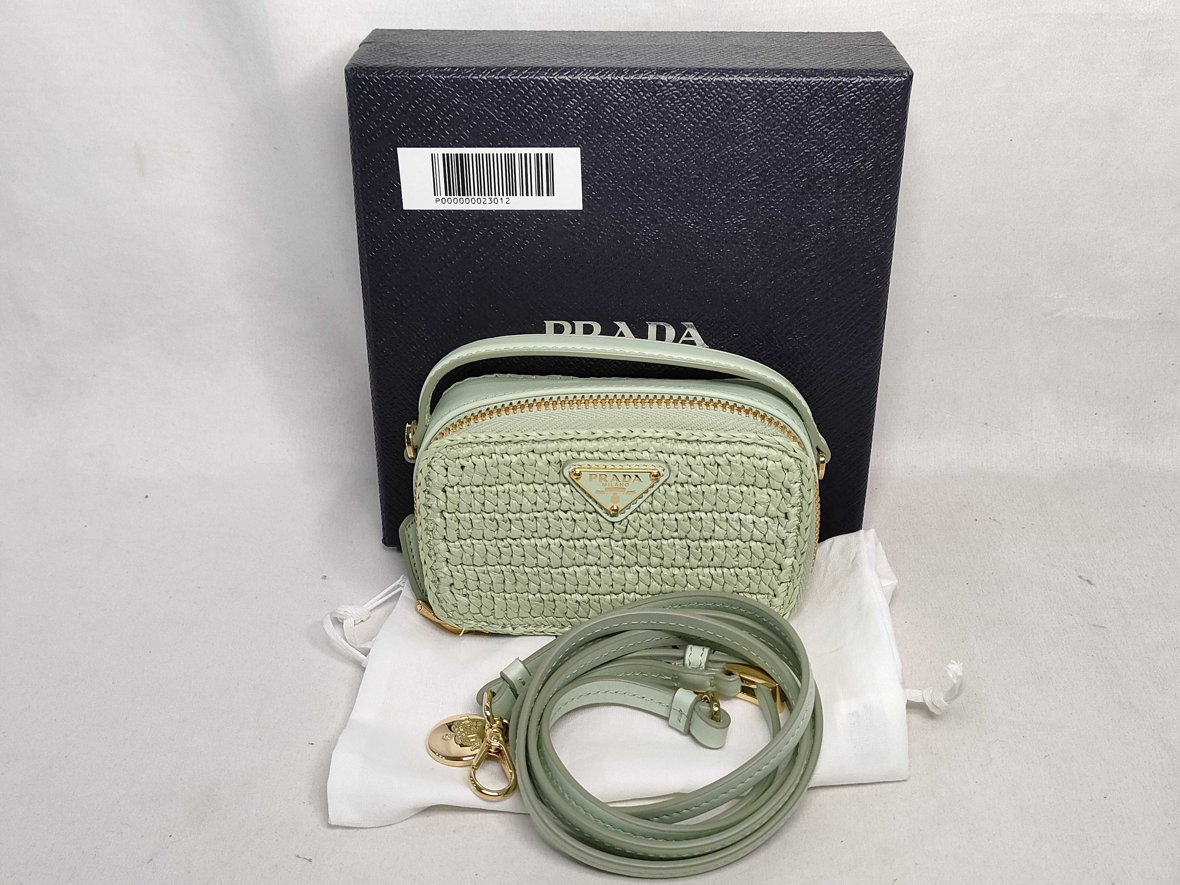 FR- Raffia x leather 2-way Shoulder Bag Green 1NR025 Handbag