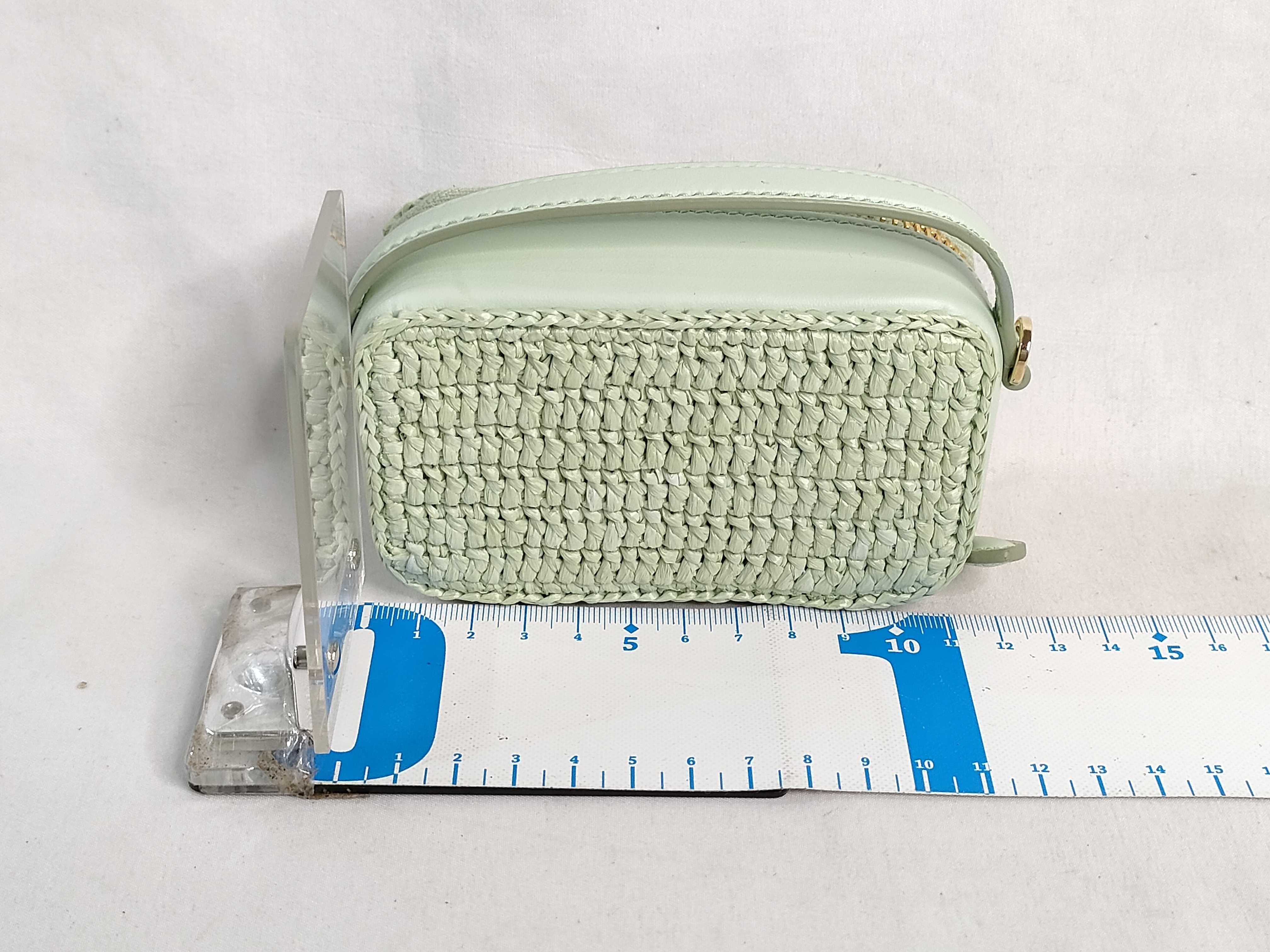 FR- Raffia x leather 2-way Shoulder Bag Green 1NR025 Handbag — view 2