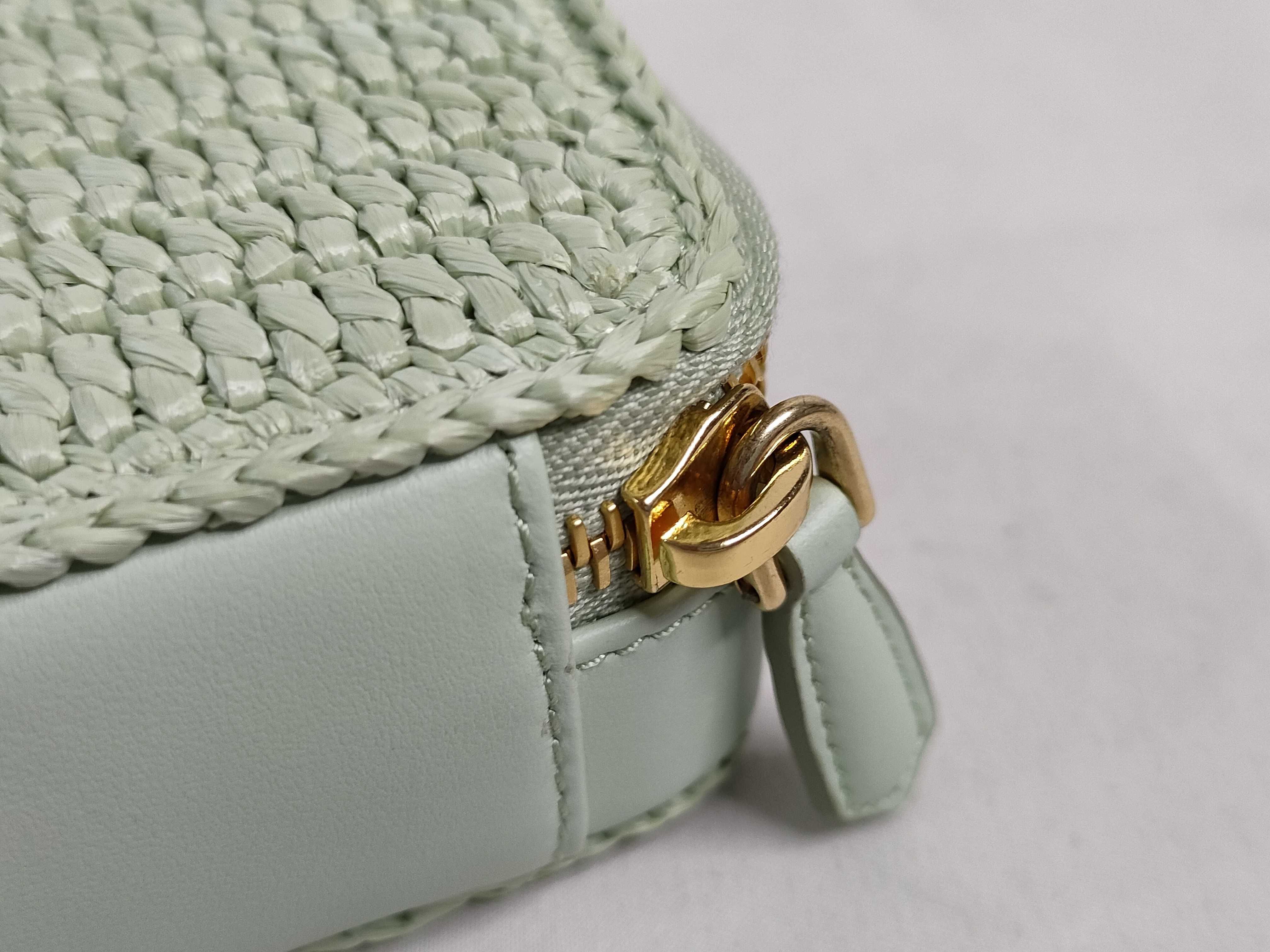 FR- Raffia x leather 2-way Shoulder Bag Green 1NR025 Handbag — view 13