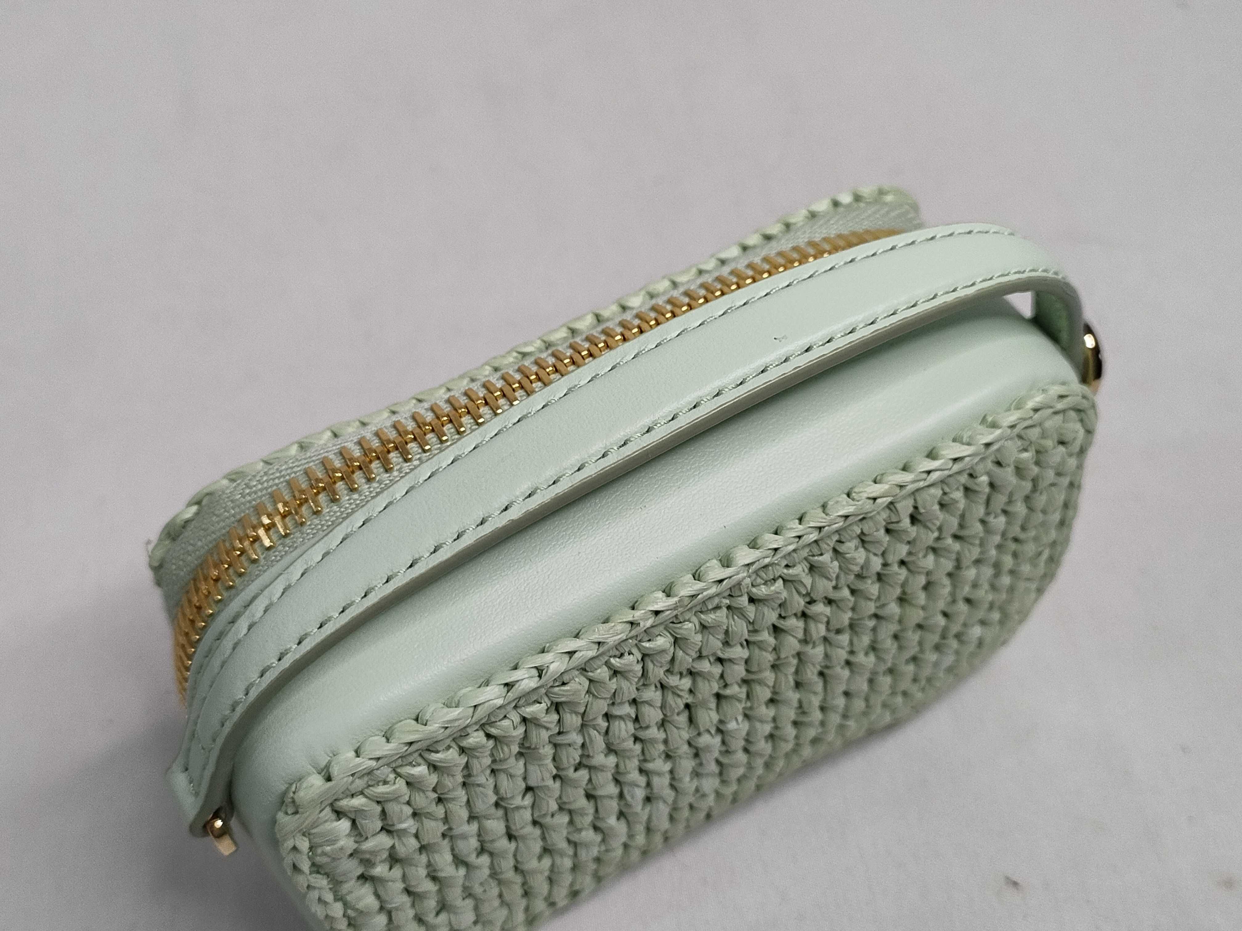 FR- Raffia x leather 2-way Shoulder Bag Green 1NR025 Handbag — view 3