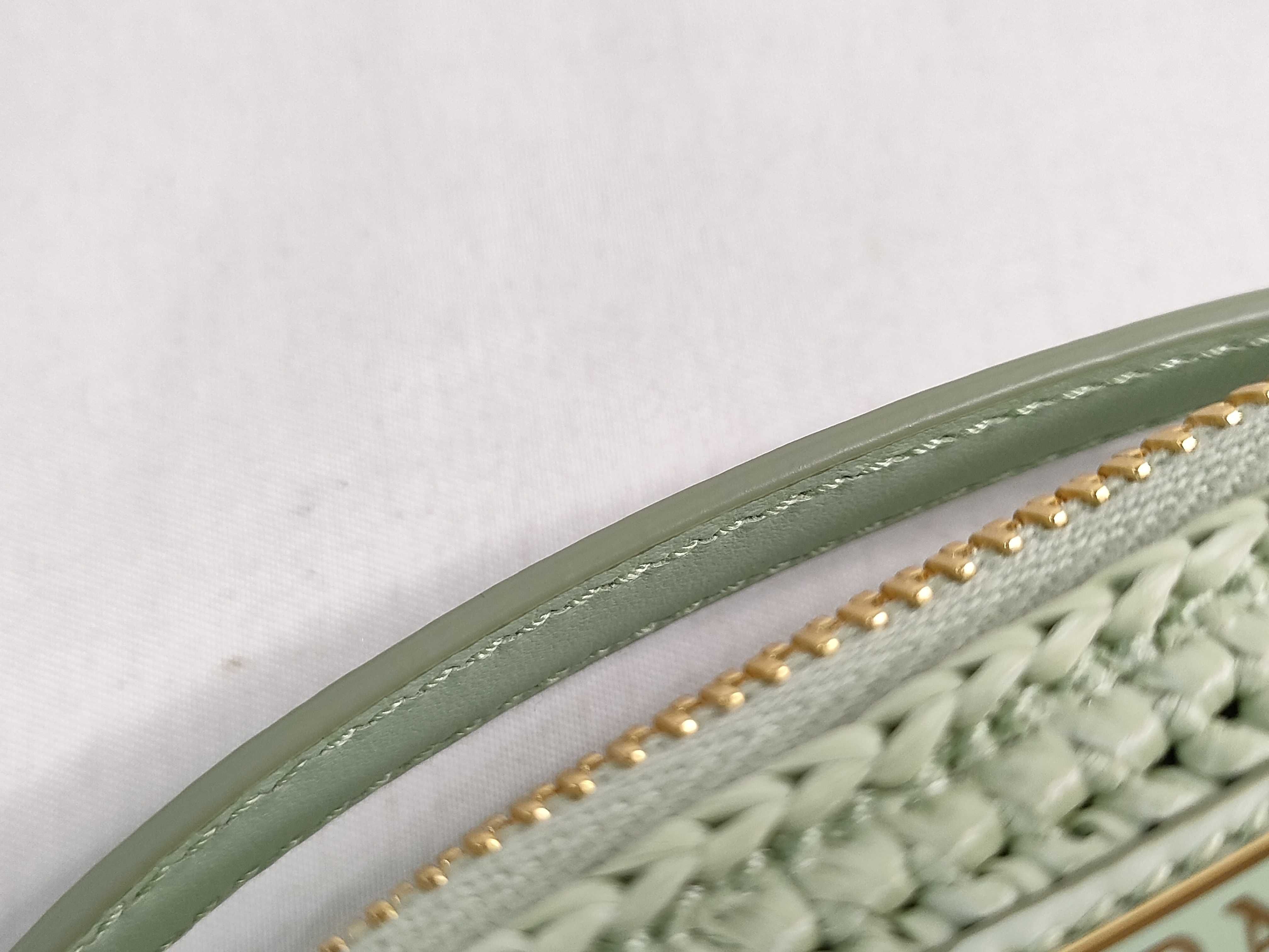 FR- Raffia x leather 2-way Shoulder Bag Green 1NR025 Handbag — view 4