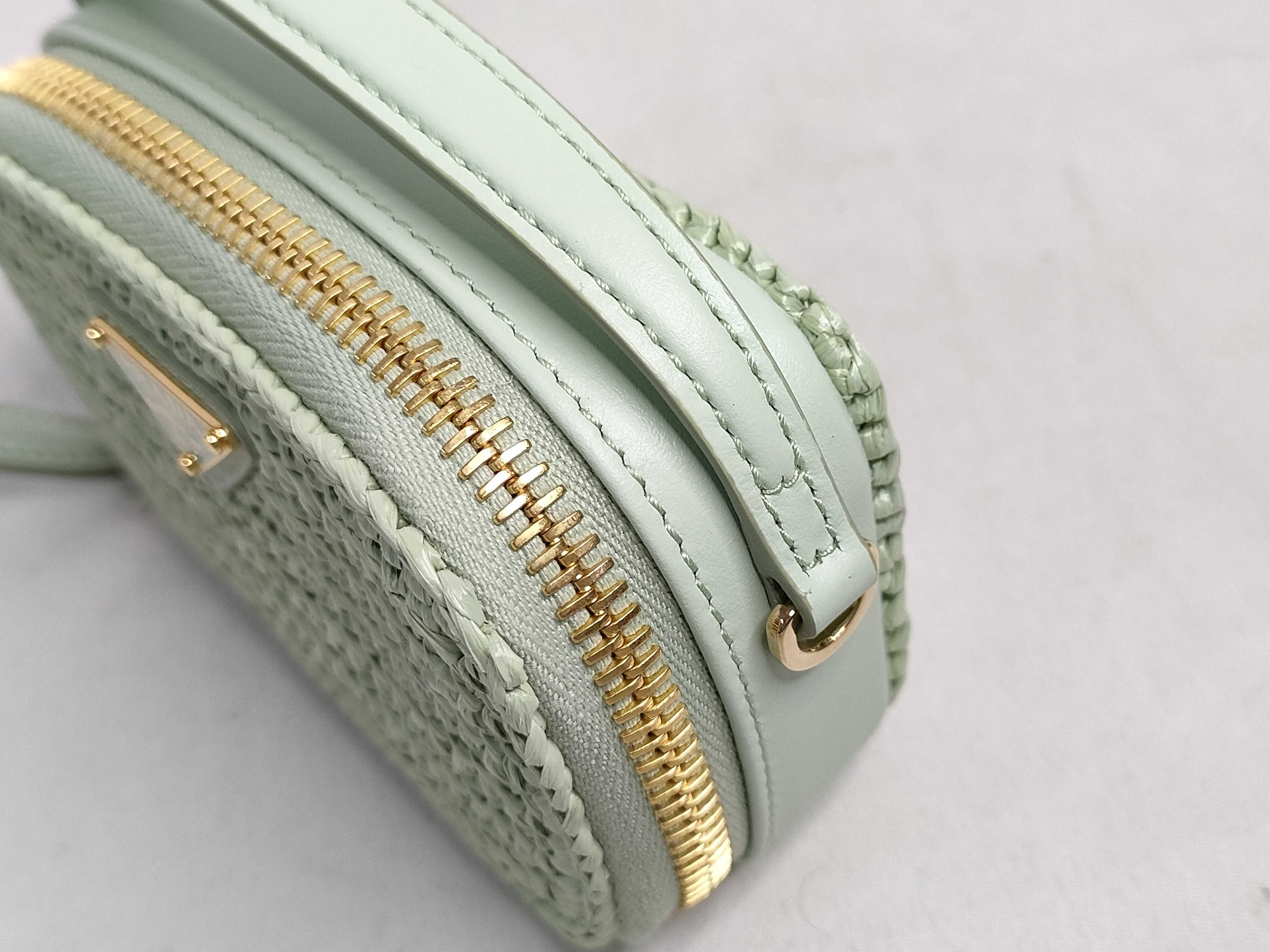 FR- Raffia x leather 2-way Shoulder Bag Green 1NR025 Handbag — view 5