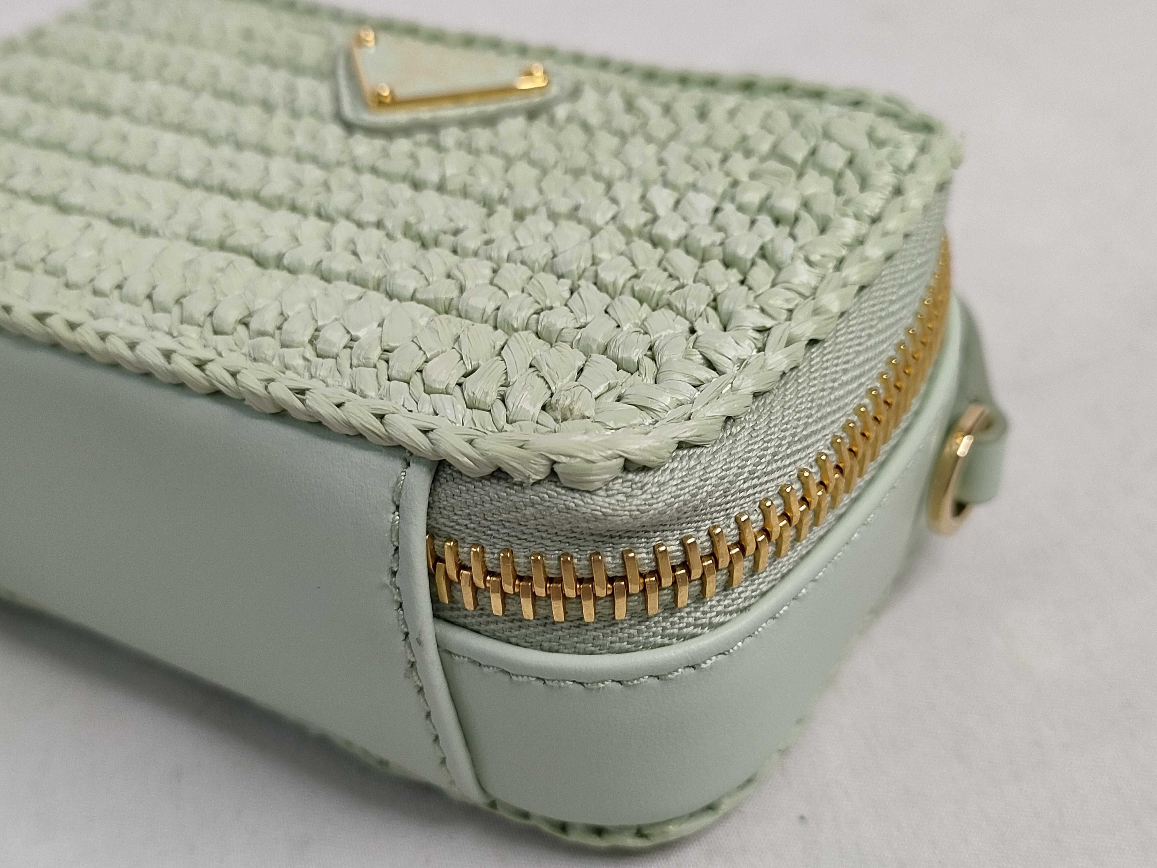 FR- Raffia x leather 2-way Shoulder Bag Green 1NR025 Handbag — view 7