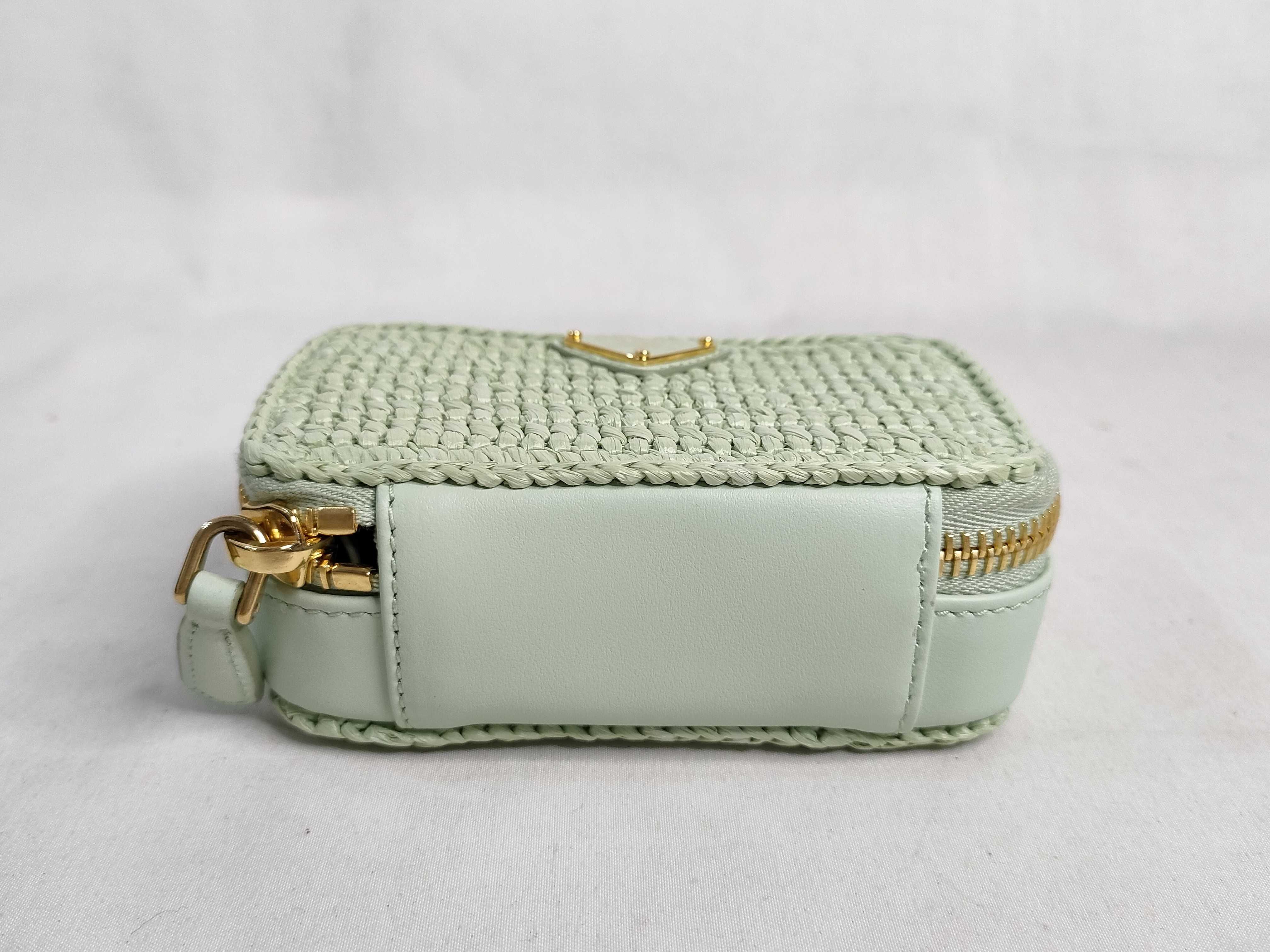 FR- Raffia x leather 2-way Shoulder Bag Green 1NR025 Handbag — view 8