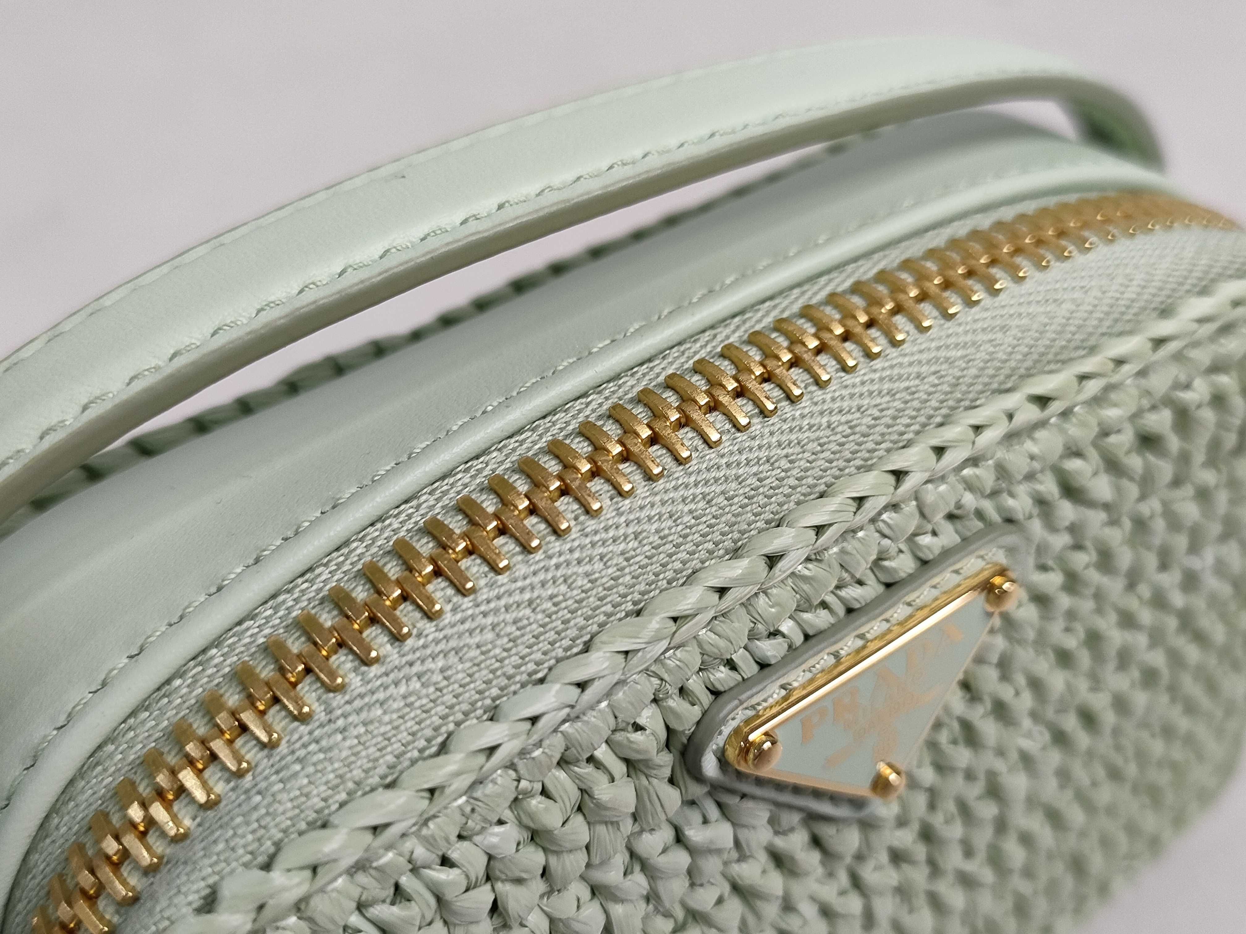 FR- Raffia x leather 2-way Shoulder Bag Green 1NR025 Handbag — view 9