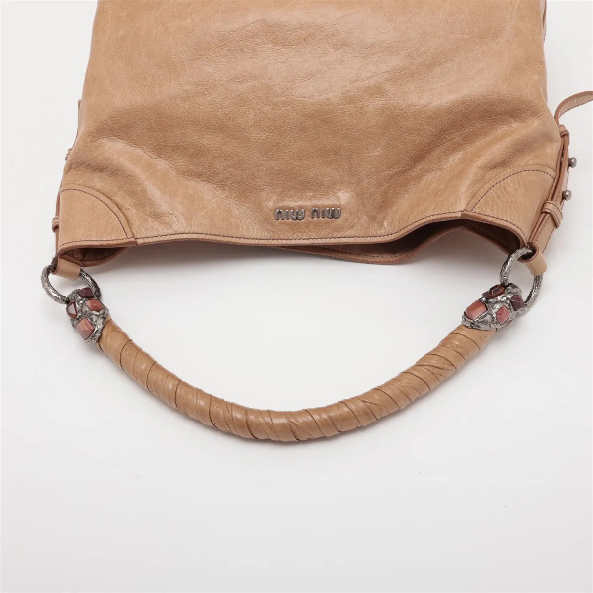 Leather 2-Way Shoulder Bag, Brown — view 5