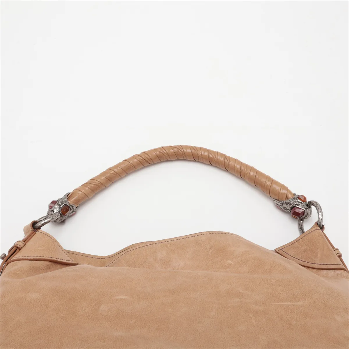 Leather 2-Way Shoulder Bag, Brown — view 6