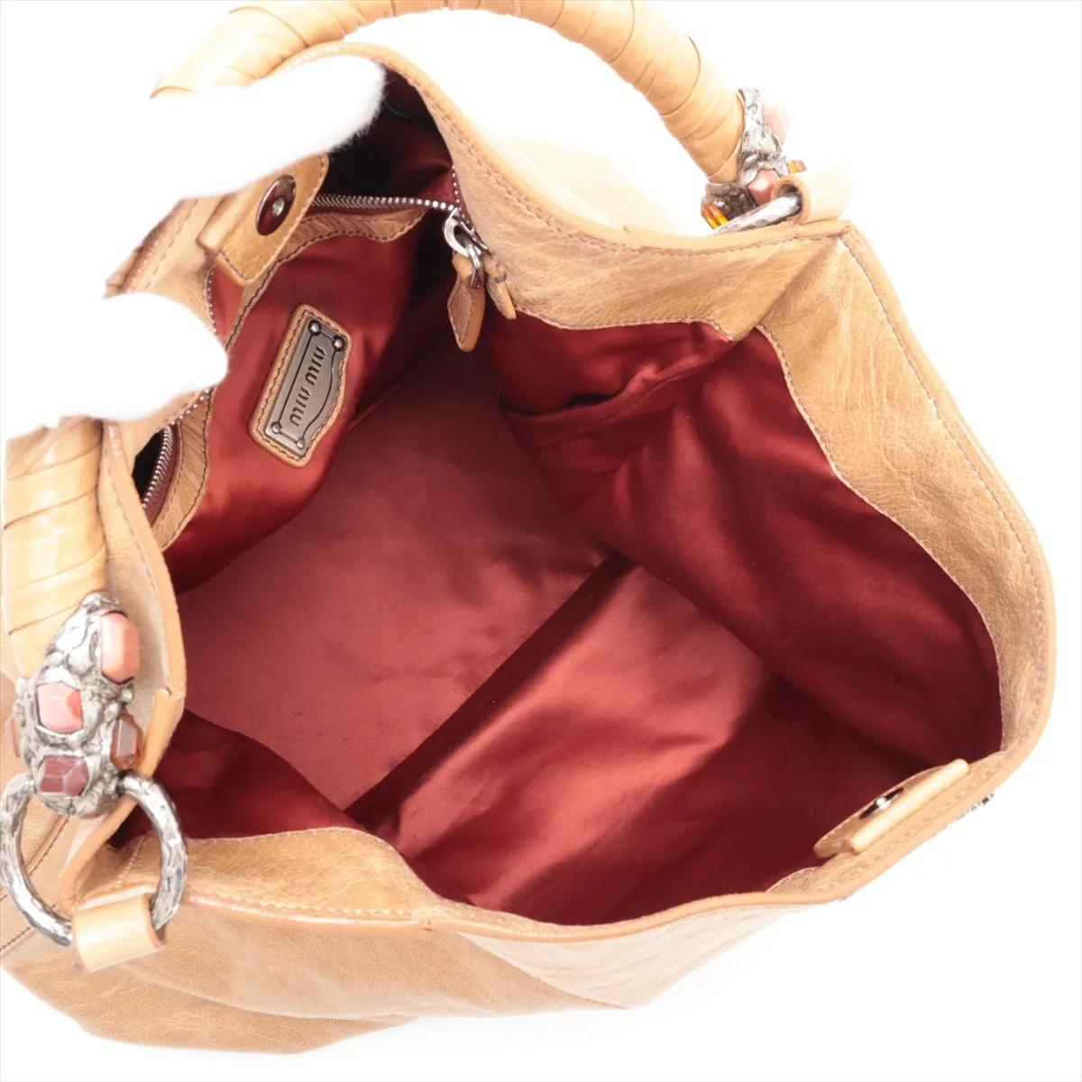 Leather 2-Way Shoulder Bag, Brown — view 8