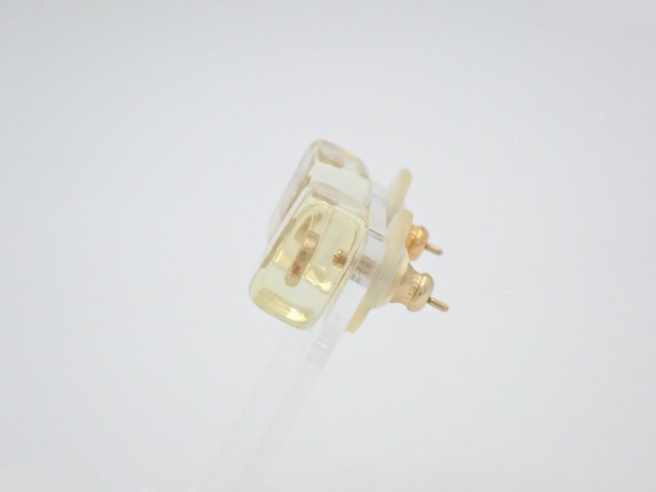 Clear Cube Coco Mark Earrings, Clear Yellow — view 3