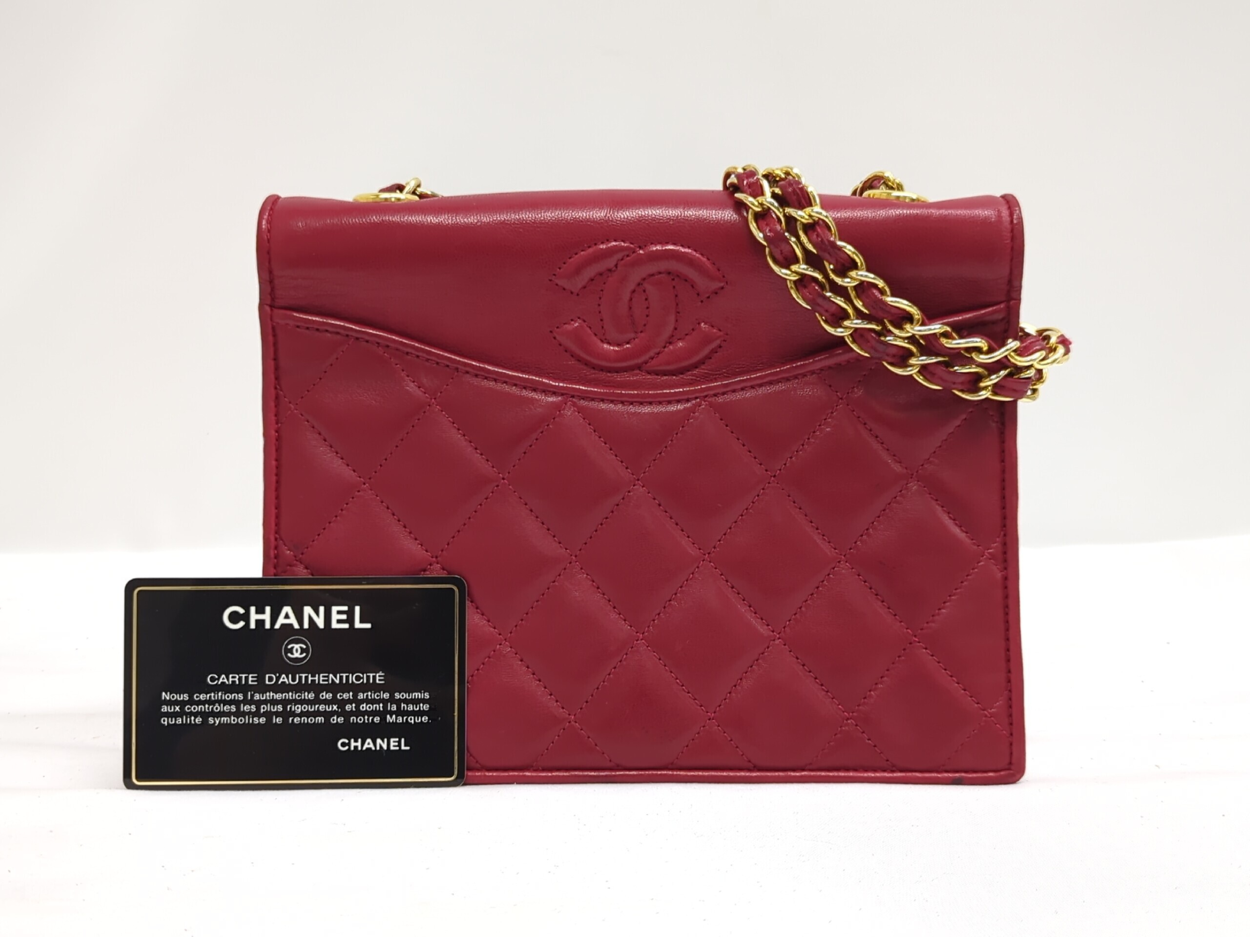Lambskin Chain Shoulder Bag, Red, Series 1
