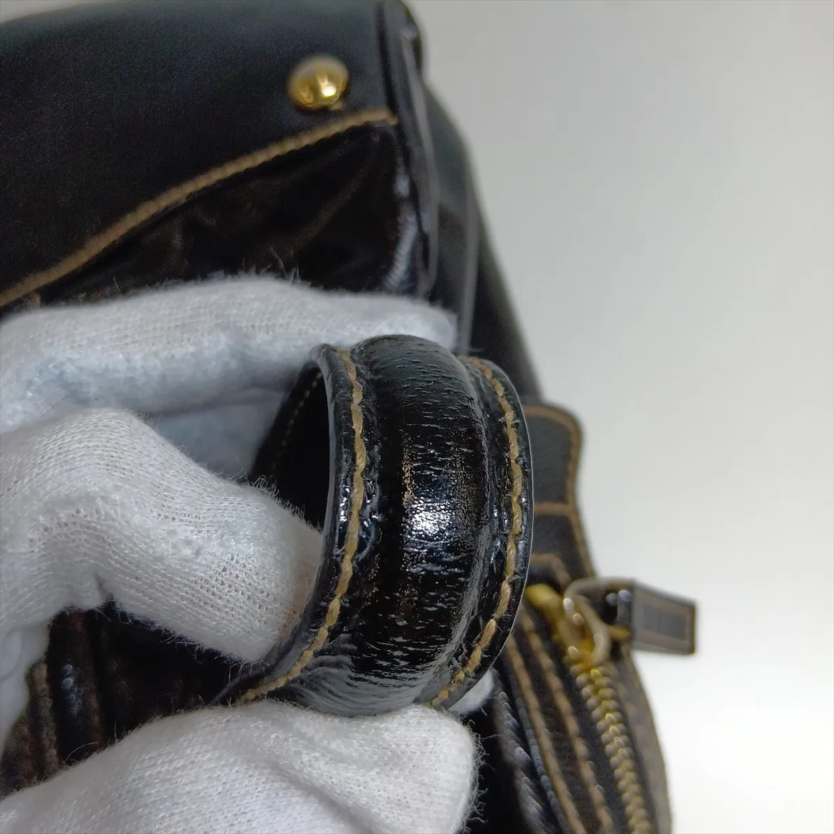 Interlocking G Patent Leather Handbag, Black, 170010 — view 13