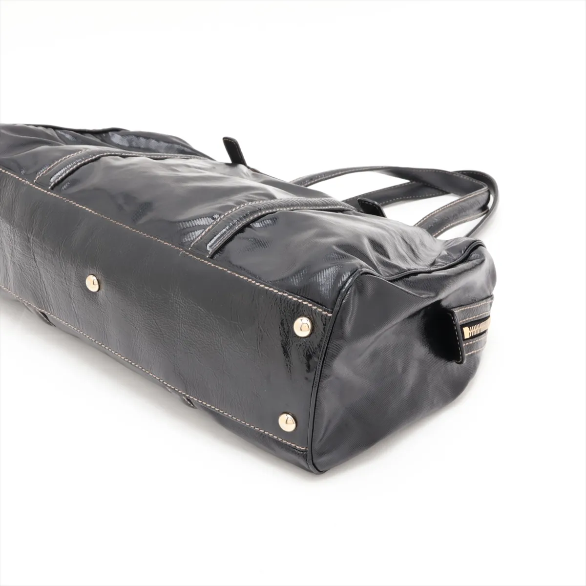 Interlocking G Patent Leather Handbag, Black, 170010 — view 3