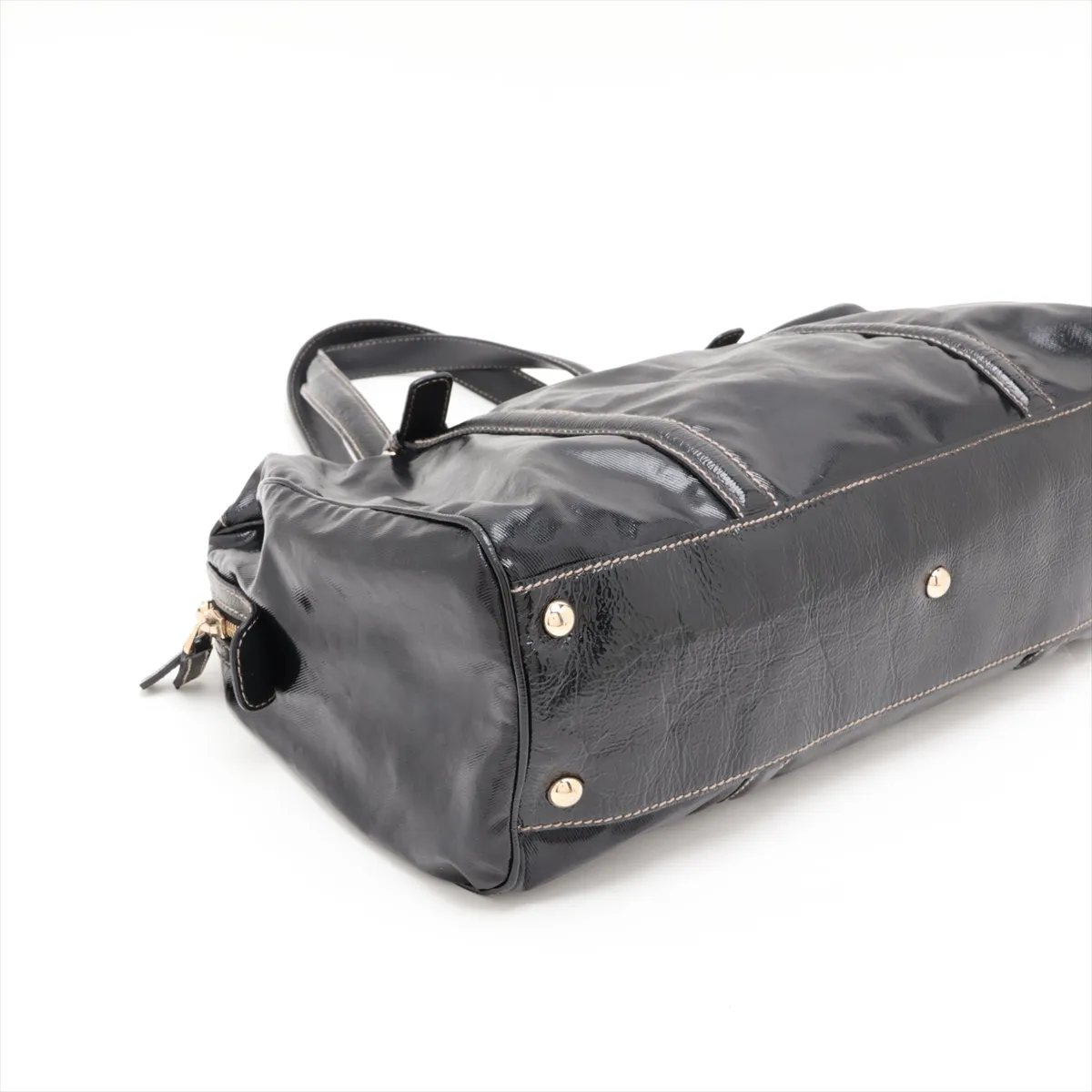 Interlocking G Patent Leather Handbag, Black, 170010 — view 4