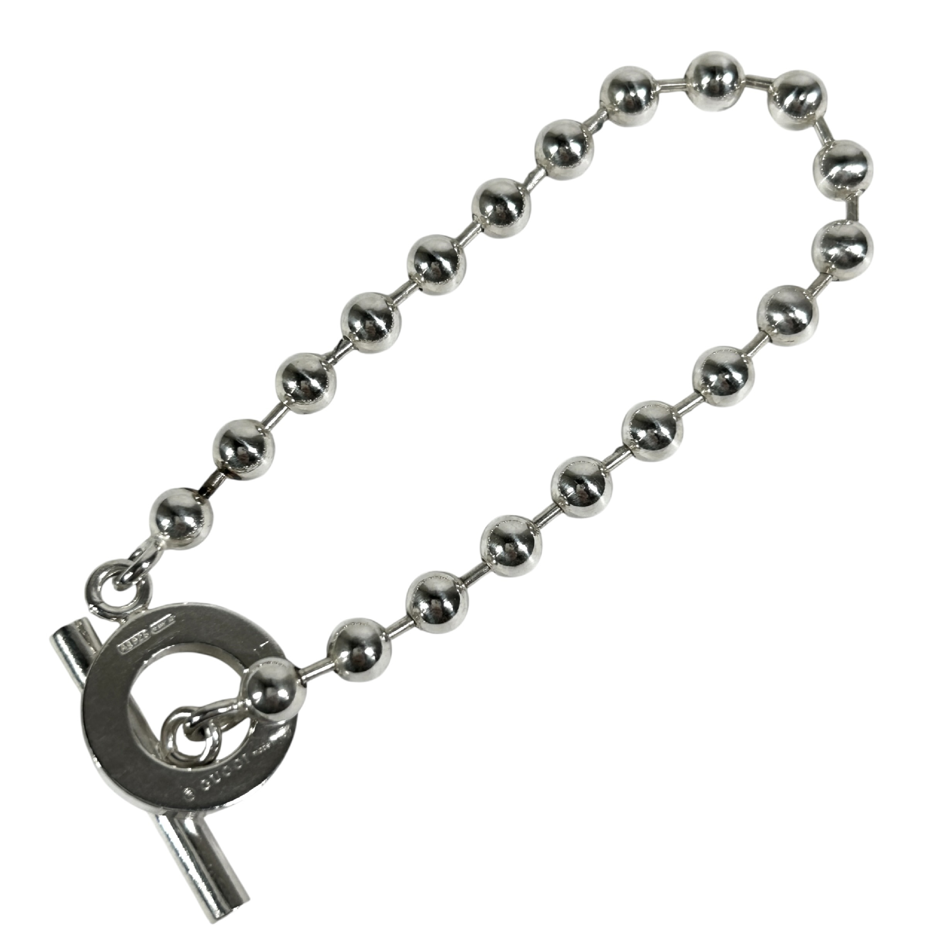 bracelet, toggle closure, ball chain, sterling silver (925), total length 18cm, size 17, bangle chain, with dust bag. — view 3