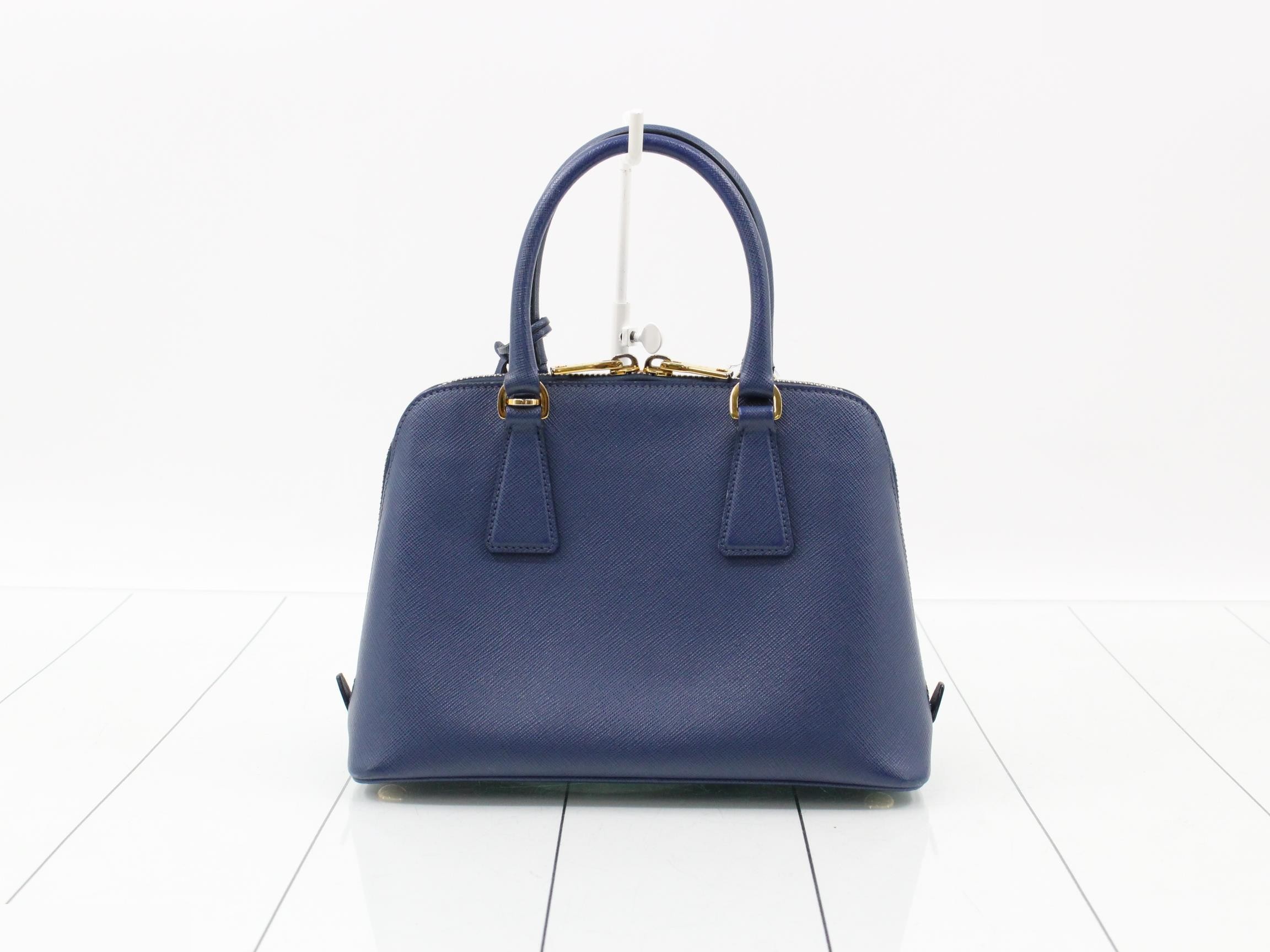 Saffiano 2-Way Handbag, Blue — view 2
