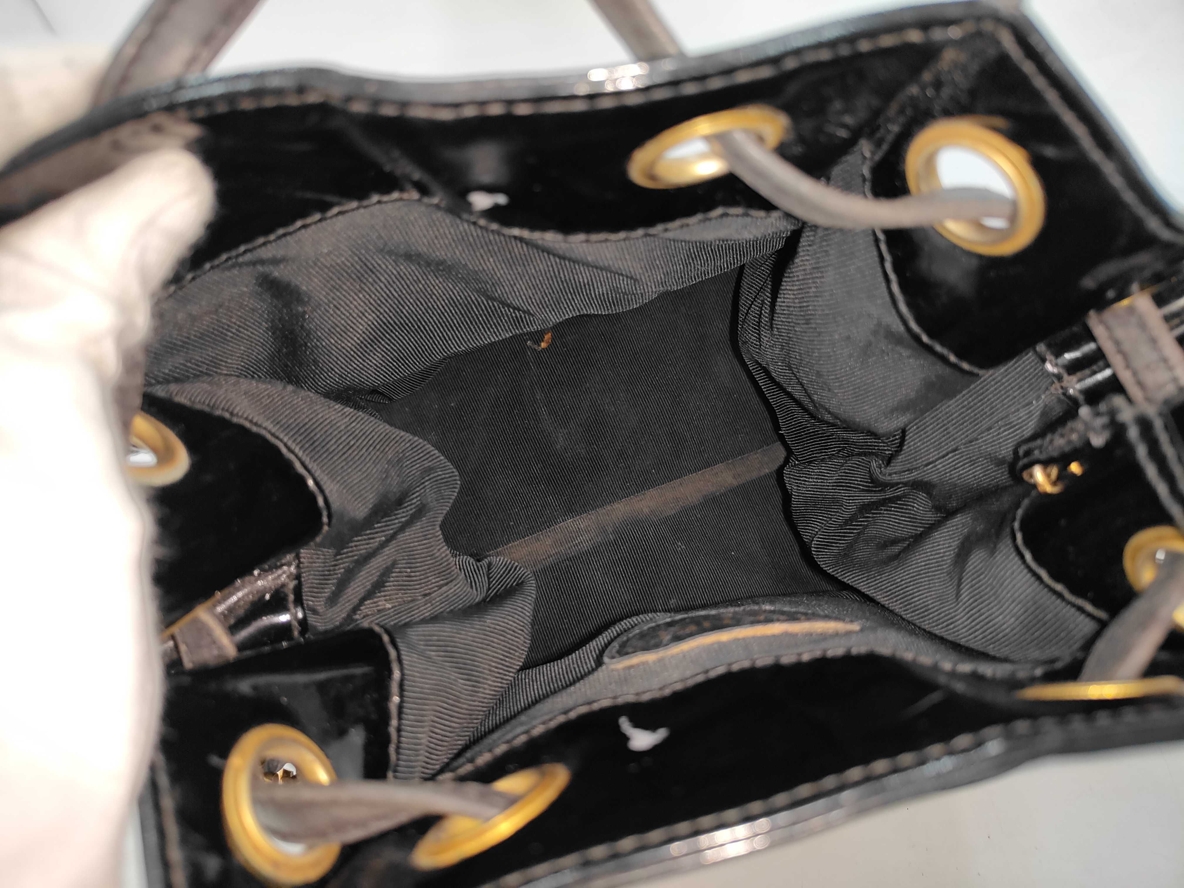 Patent Leather Chain Shoulder Bag with Gold Hardware, Black — view 8