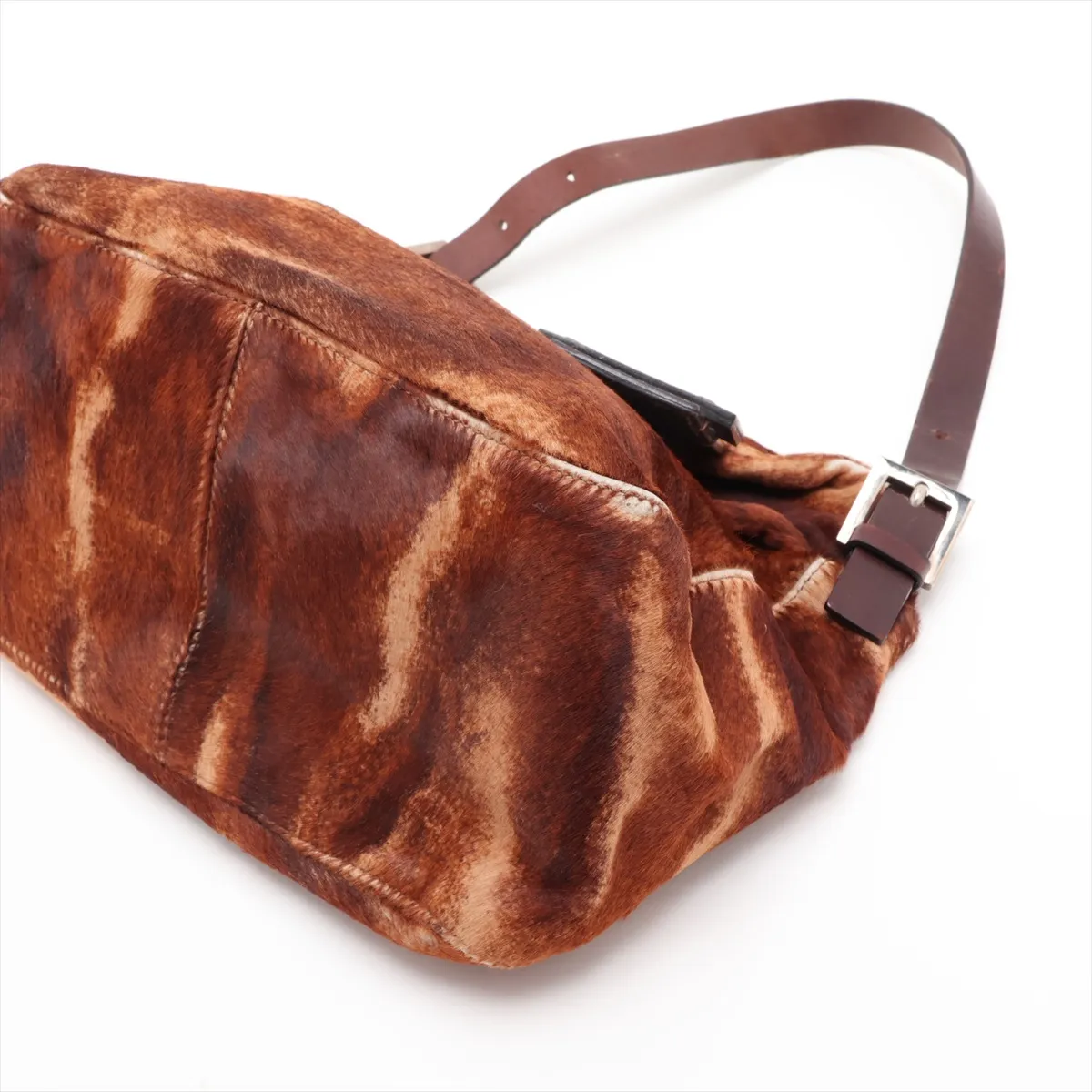 Mamma Bucket Calf Hair x Leather Shoulder Bag, Brown, 26424 — view 3
