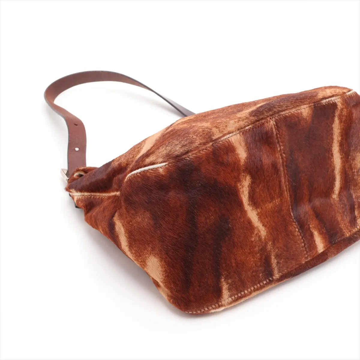 Mamma Bucket Calf Hair x Leather Shoulder Bag, Brown, 26424 — view 4